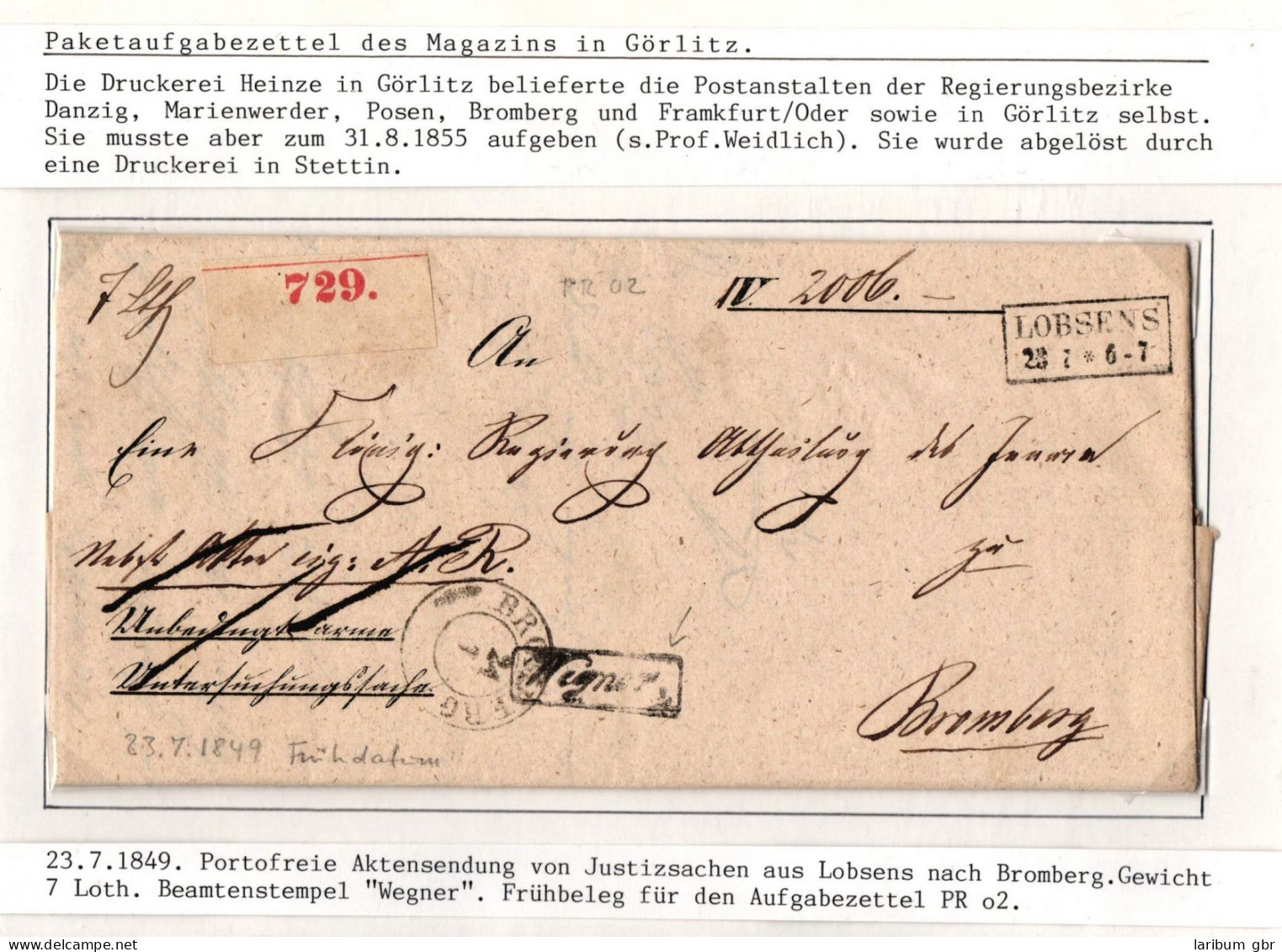 Vorphila Paketbegleitbrief Von 1849 Mit Aufgabezettel Und Beamtenstempel #IB611 - Préphilatélie