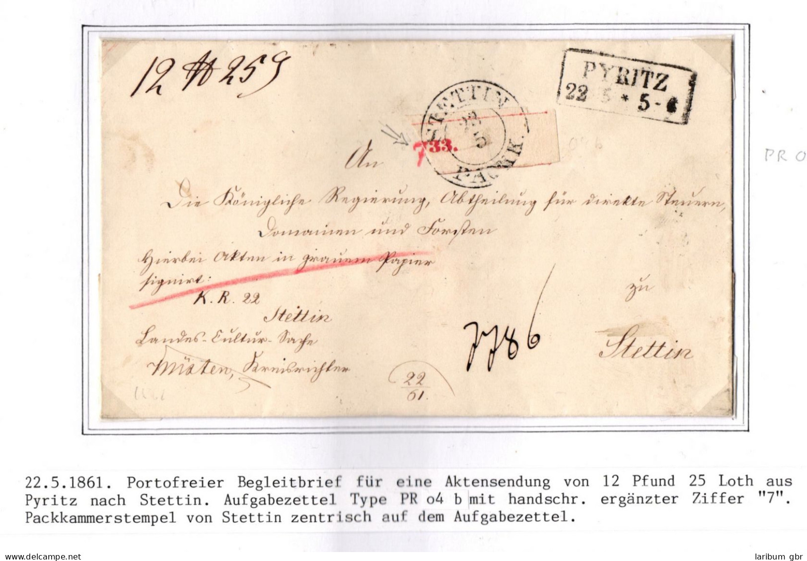 Vorphila Paketbegleitbrief Von 1861 Mit Aufgabezettel Packkammerstempel #IB614 - [Voorlopers