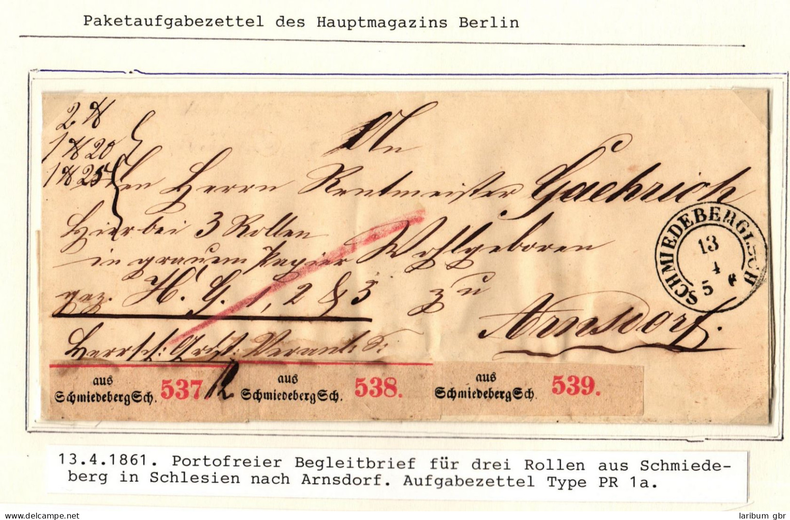 Vorphila Paketbegleitbrief Von 1861 Mit Aufgabezettel #IB645 - Vorphilatelie