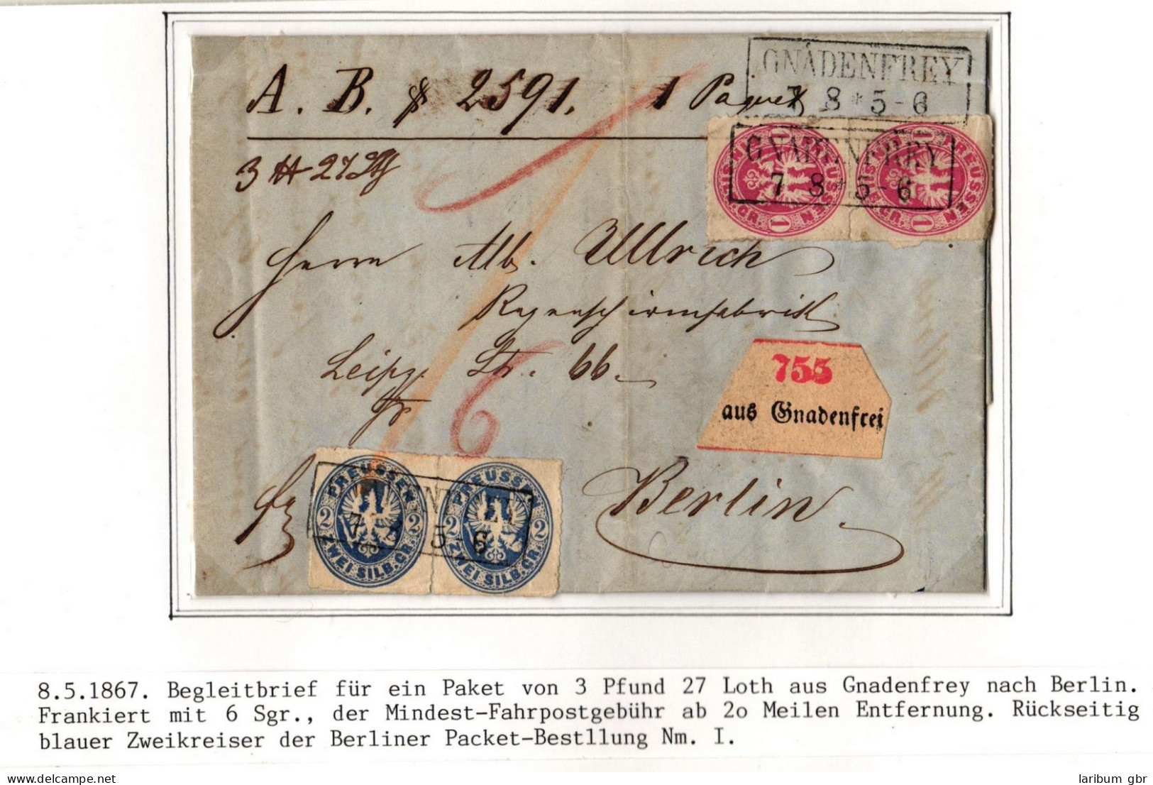 Preußen 16-17 Auf Paketbegleitbrief Magazin Breslau #IB663 - Storia Postale