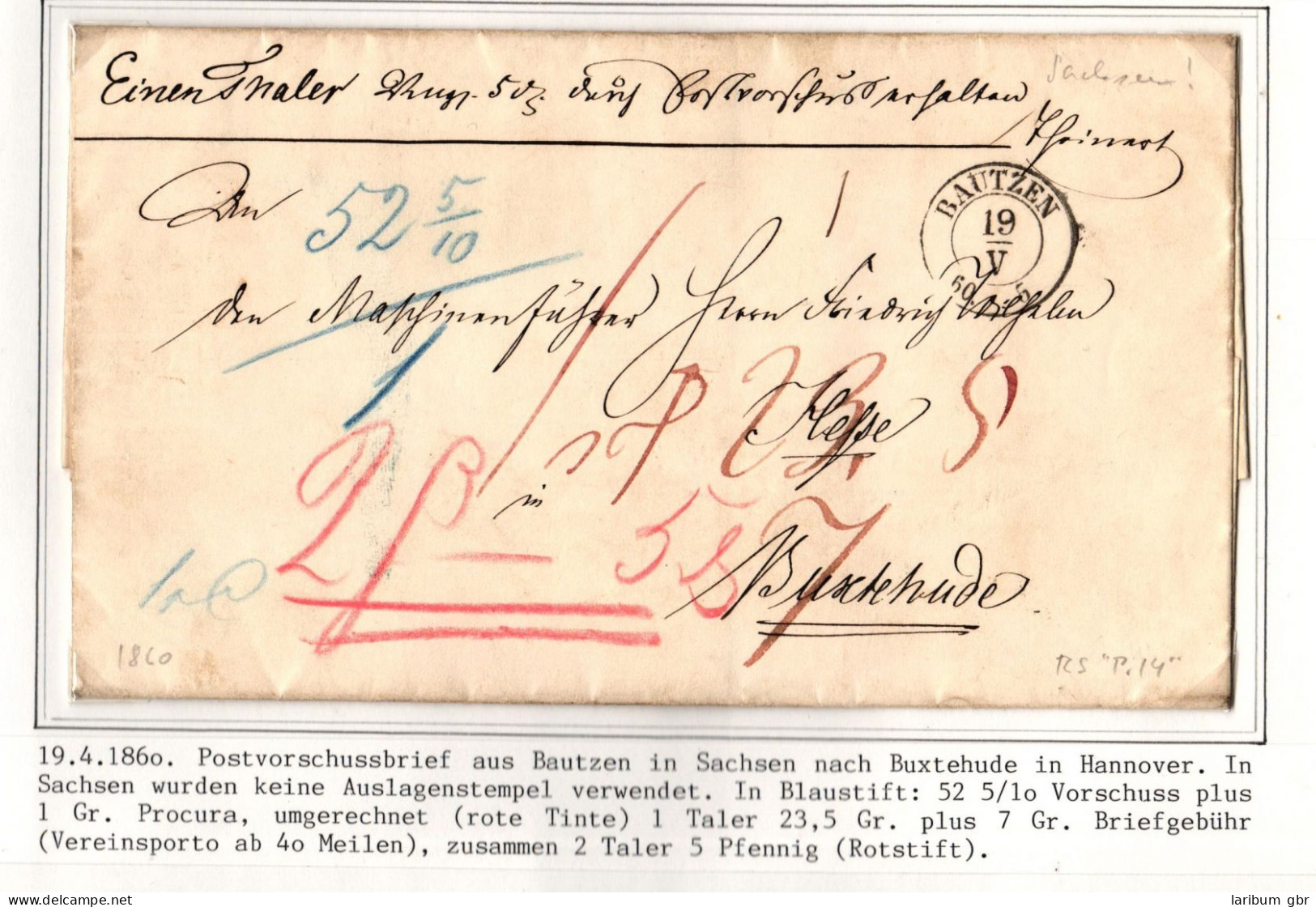 Vorphila Paketbegleitbrief Von 1860 Mit Postvorschuss Ohne Auslagen Stem. #IB630 - Préphilatélie