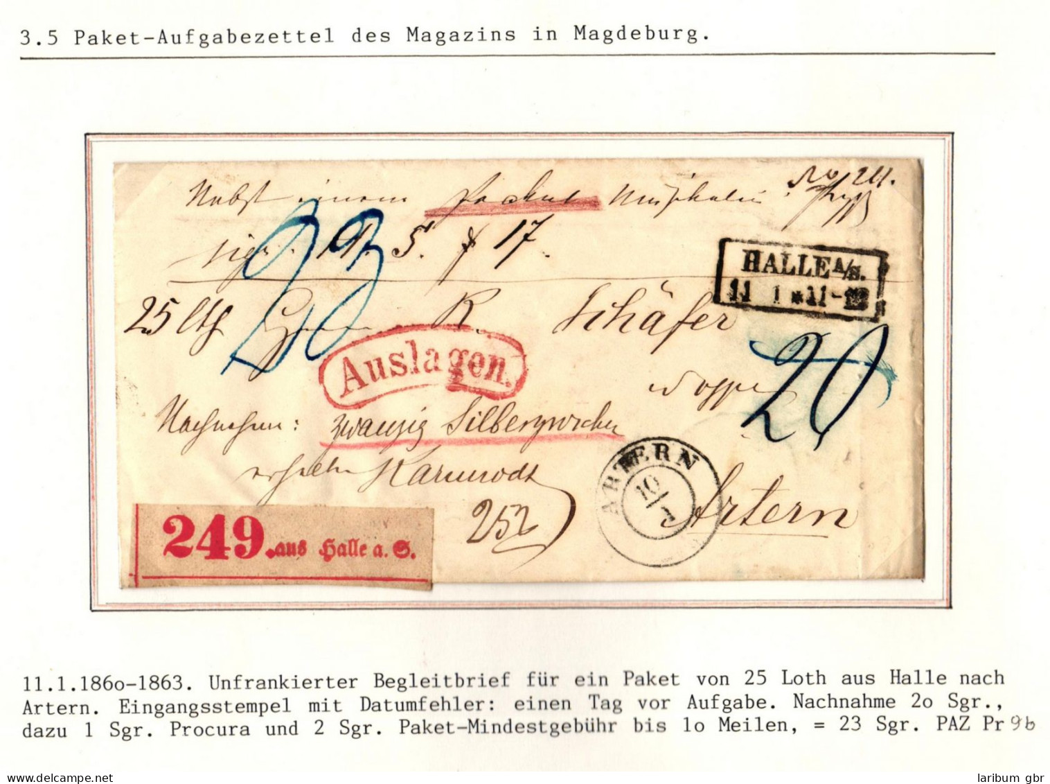 Preußen Paketbegleitbrief Als Nachnahme Mit Aufgabezettel #IB670 - Storia Postale