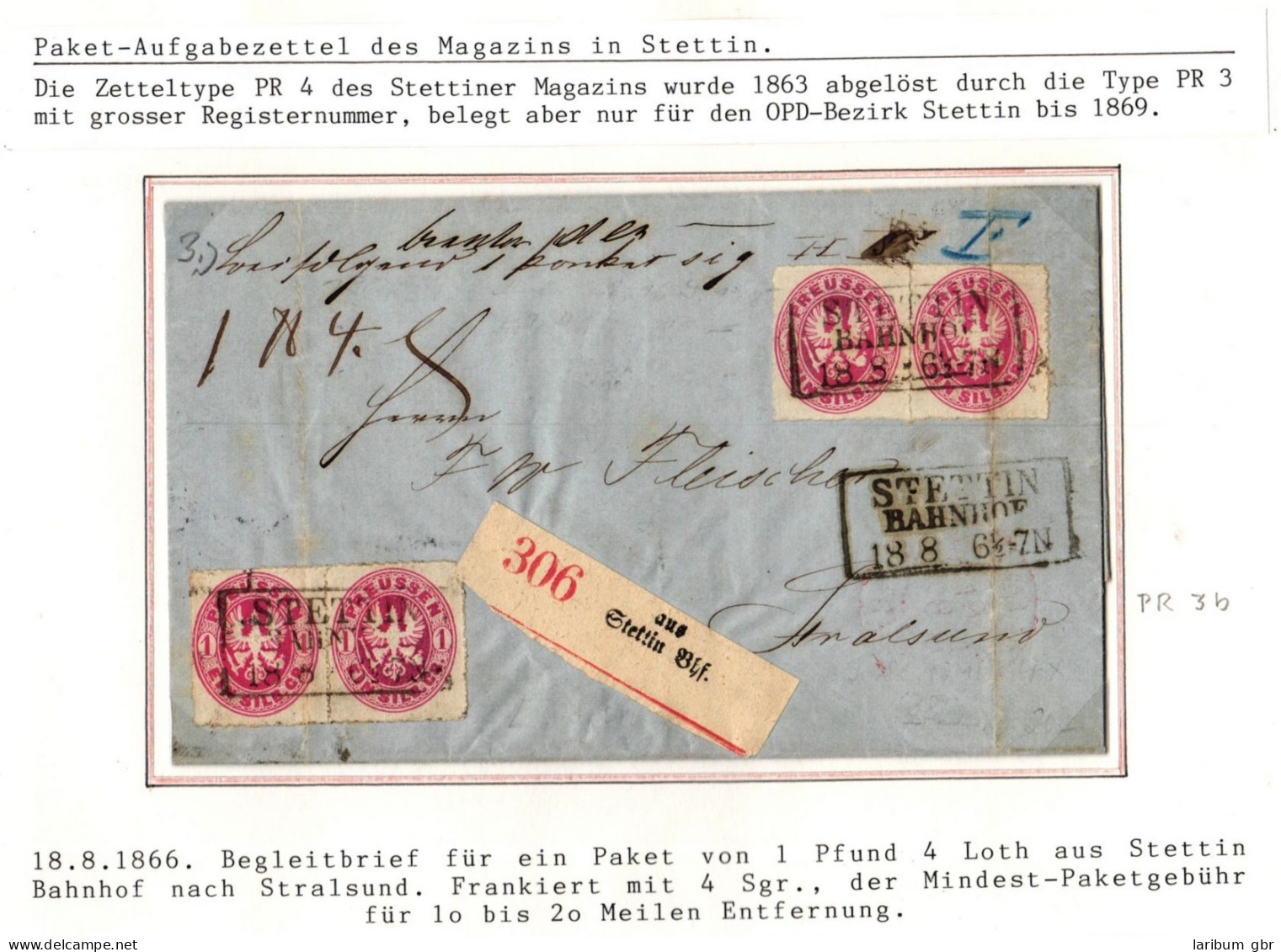 Preußen 16 Als Mehrfachfrankatur Auf Paketbegleitbrief Mit Aufgabezettel #IB648 - Lettres & Documents
