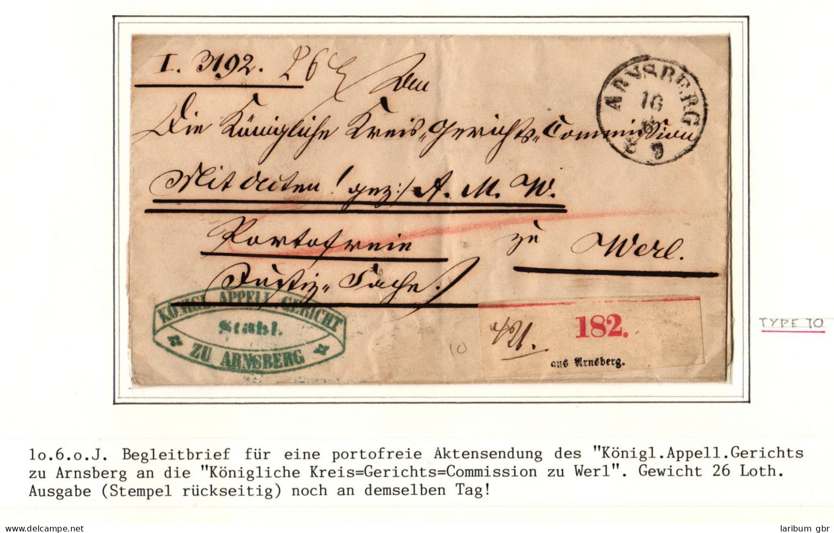 Preußen Paketbegleitbrief Portofreie Gerichtspost #IB675 - Cartas & Documentos