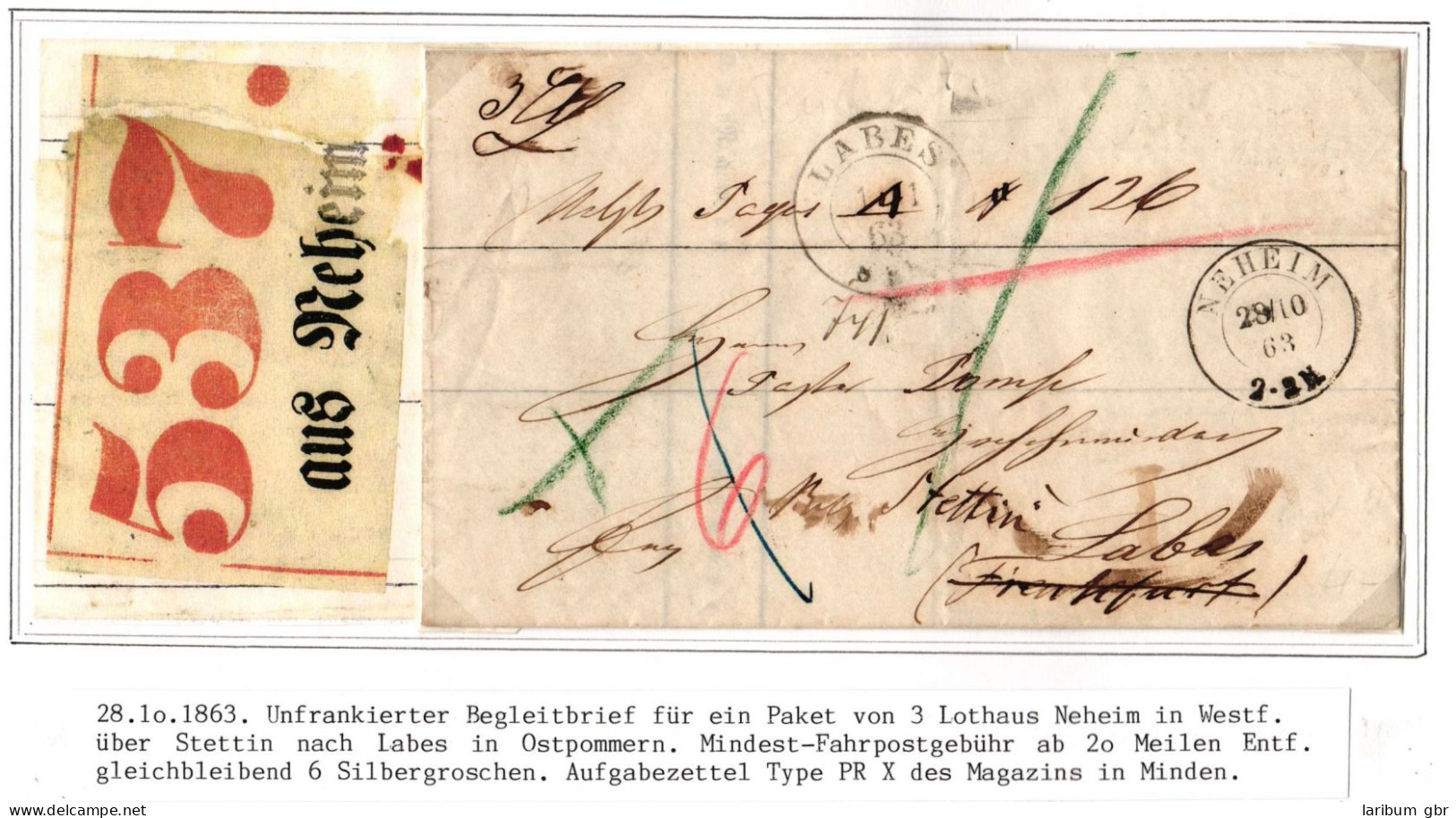 Preußen Paketbegleitbrief Mit Gr. Zettelabschnitt Auf Rückseite #IB712 - Lettres & Documents