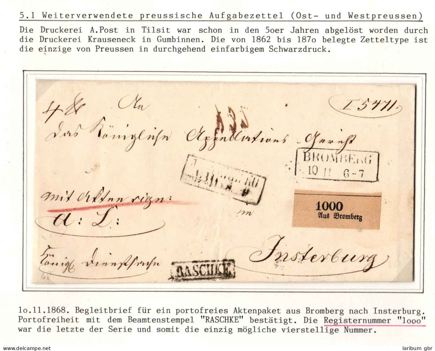 Norddeutscher Bund Paketbegleitbrief Aufgabezettel Mit Nr. 1000 #IB683 - Storia Postale