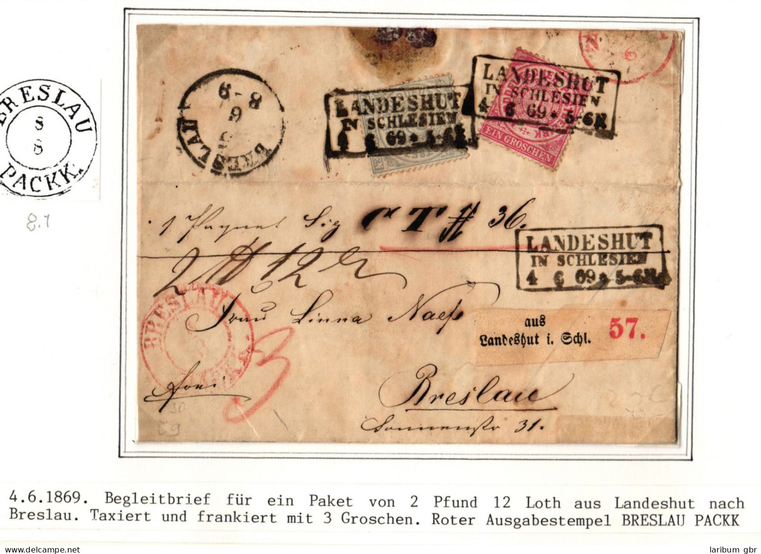 Norddeutscher Bund Paketbegleitbrief Von 1869 Mit Aufgabestempel #IB646 - Prefilatelia