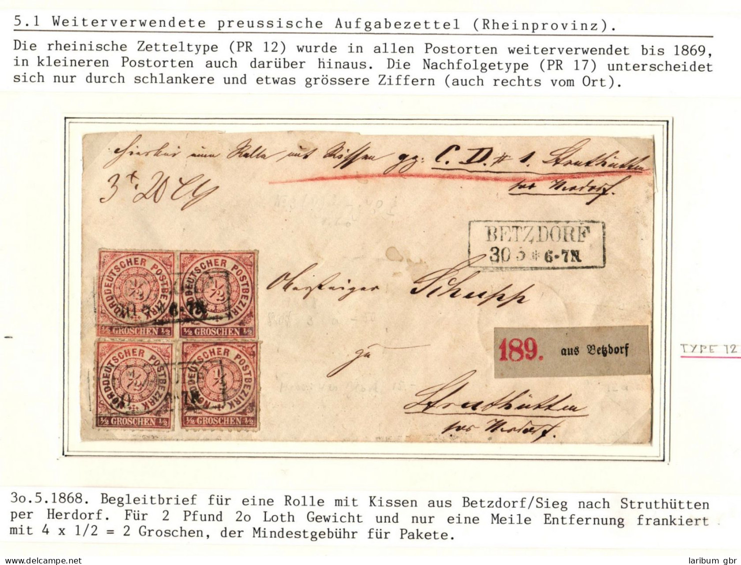 Norddeutscher Bund 2 Als Mehrfachfrankatur Als Paketbegleitbrief #IB688 - Cartas & Documentos
