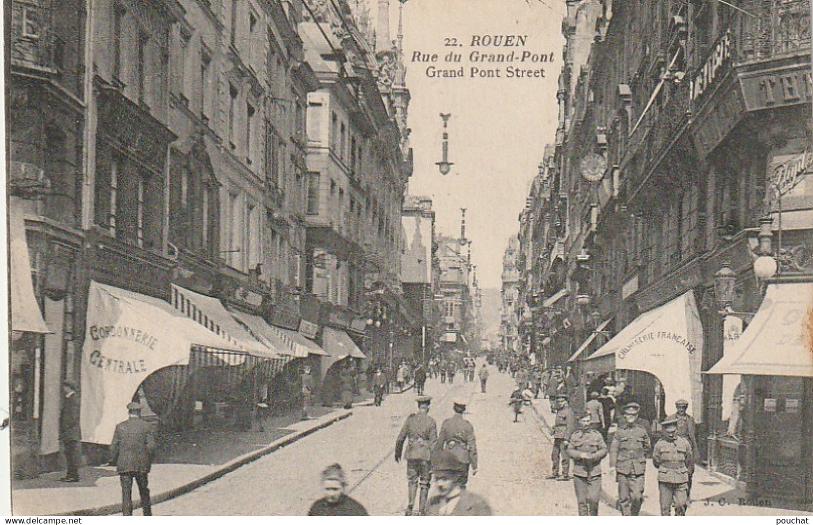 JA 11 -(76) ROUEN - RUE DU GRAND PONT - MILITAIRES BRITANNIQUES - 2 SCANS - Rouen