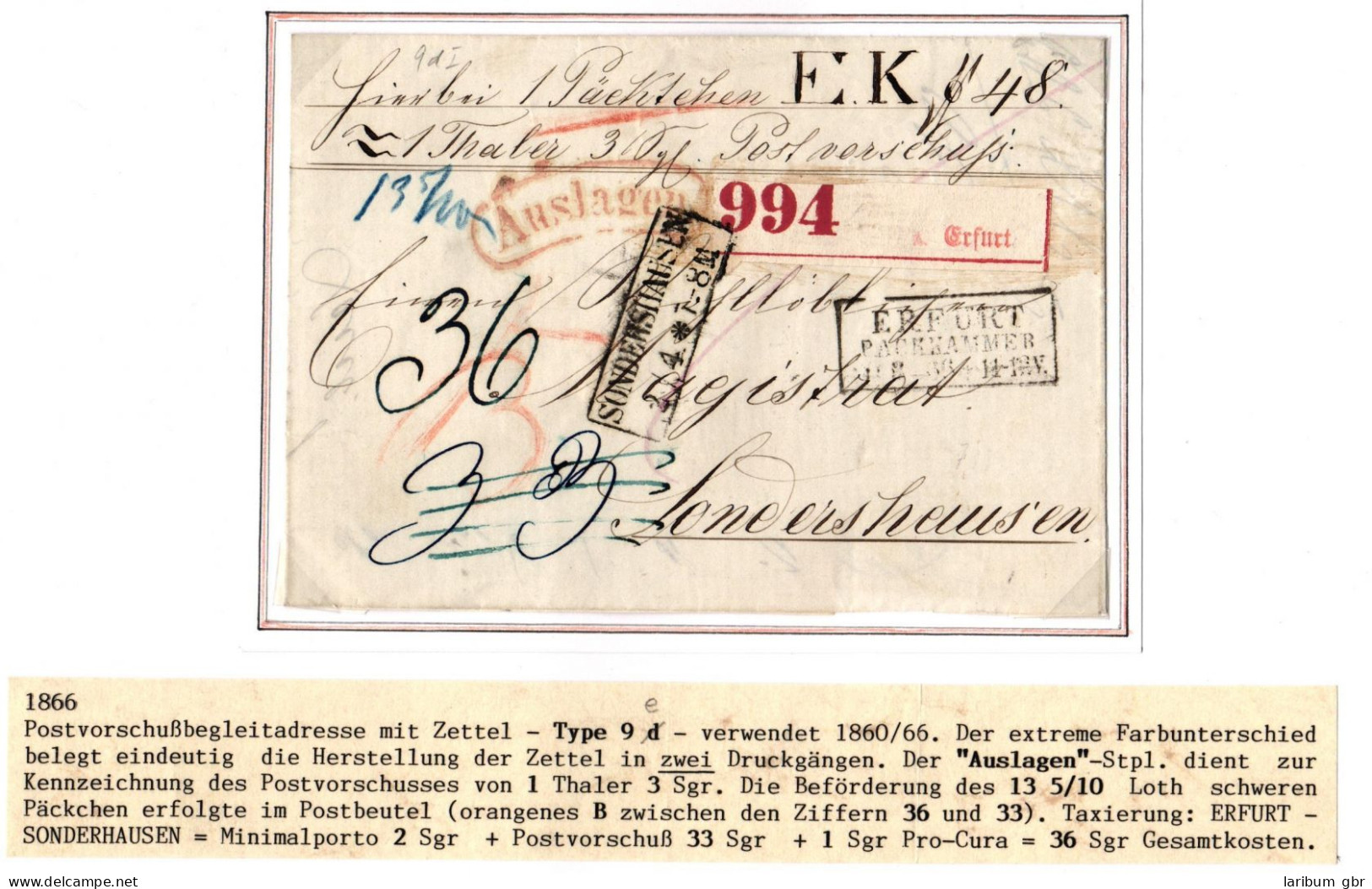 Norddeutscher Bund Paketbegleitbrief Mit Postvorschuss Auslagen #IB752 - Lettres & Documents