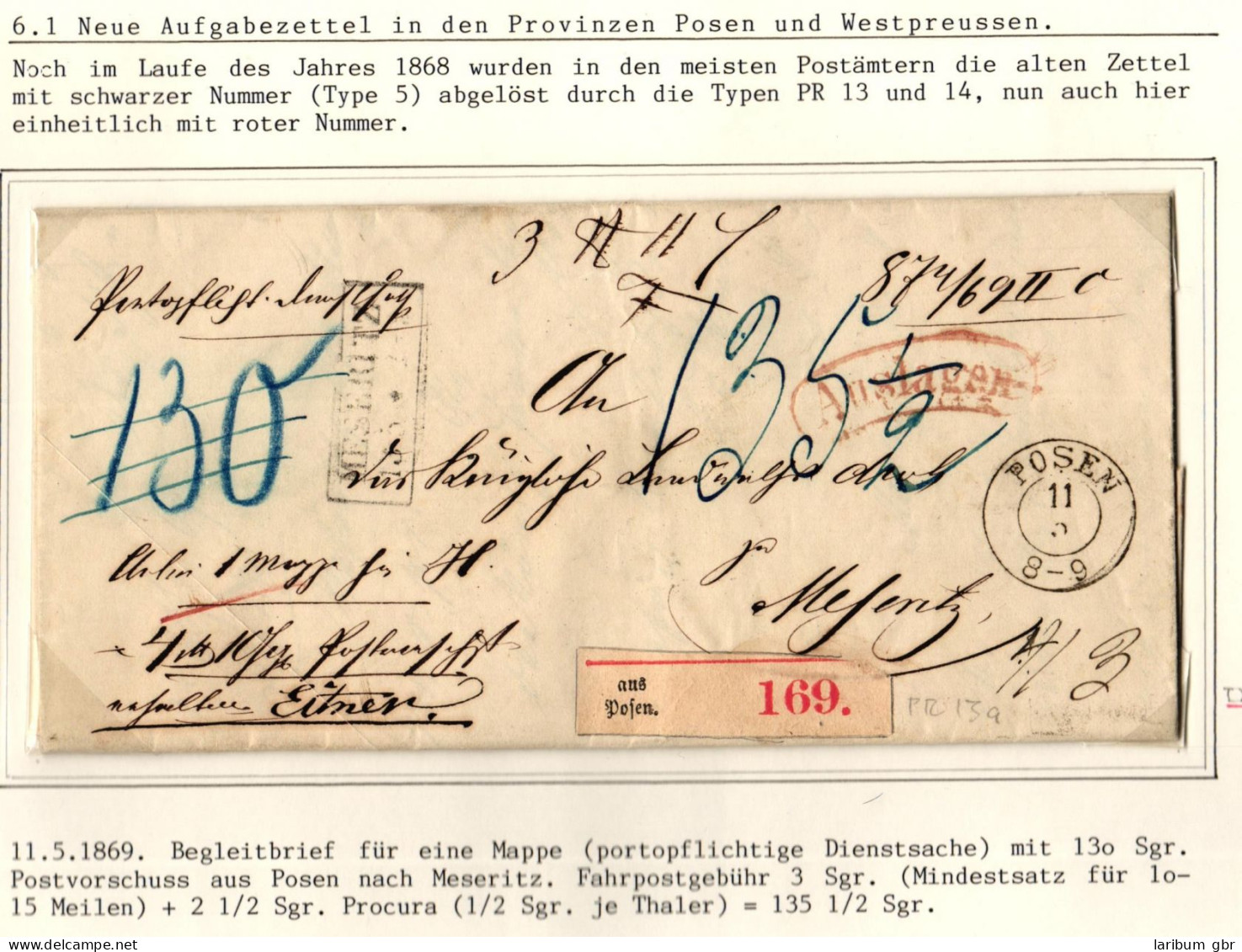 Norddeutscher Bund Paketbegleitbrief Mit Auslagen Stempel Aus Posen #IB693 - Brieven En Documenten