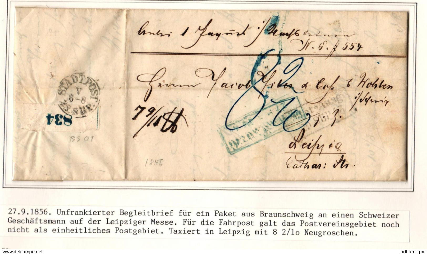 Braunschweig Paketbegleitbrief Unfrankiert Und Mit Aufgabezettel #IB811 - Brunswick