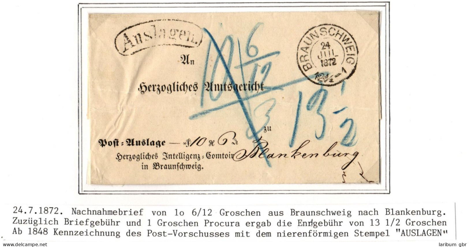 Braunschweig Paketbegleitbrief Nachnahme Auslage Nach Blankenburg #IB814 - Brunswick