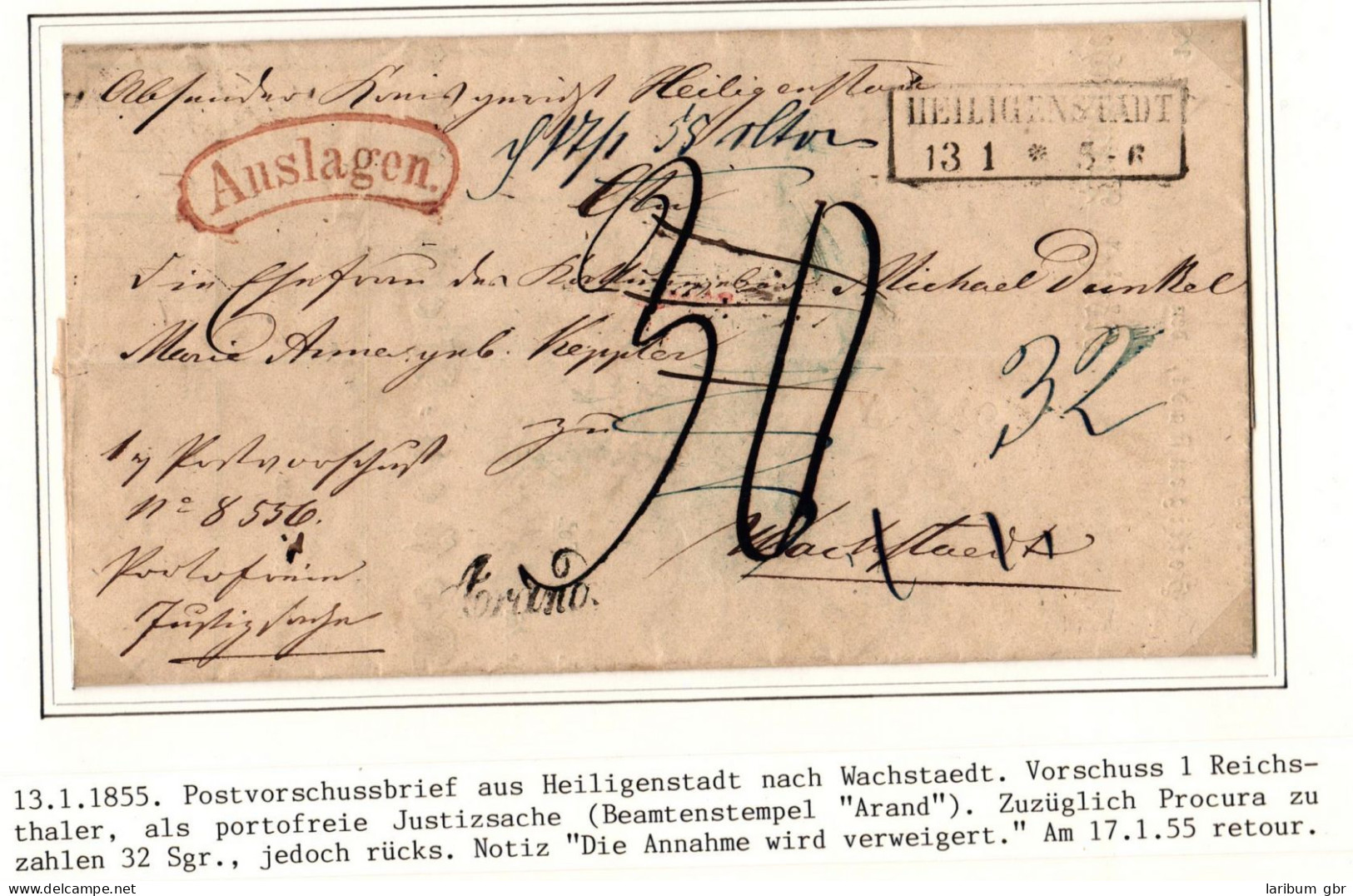 Preußen Paketbegleitbrief Mit Postvorschuss Und Beamtenstempel #IB733 - Lettres & Documents
