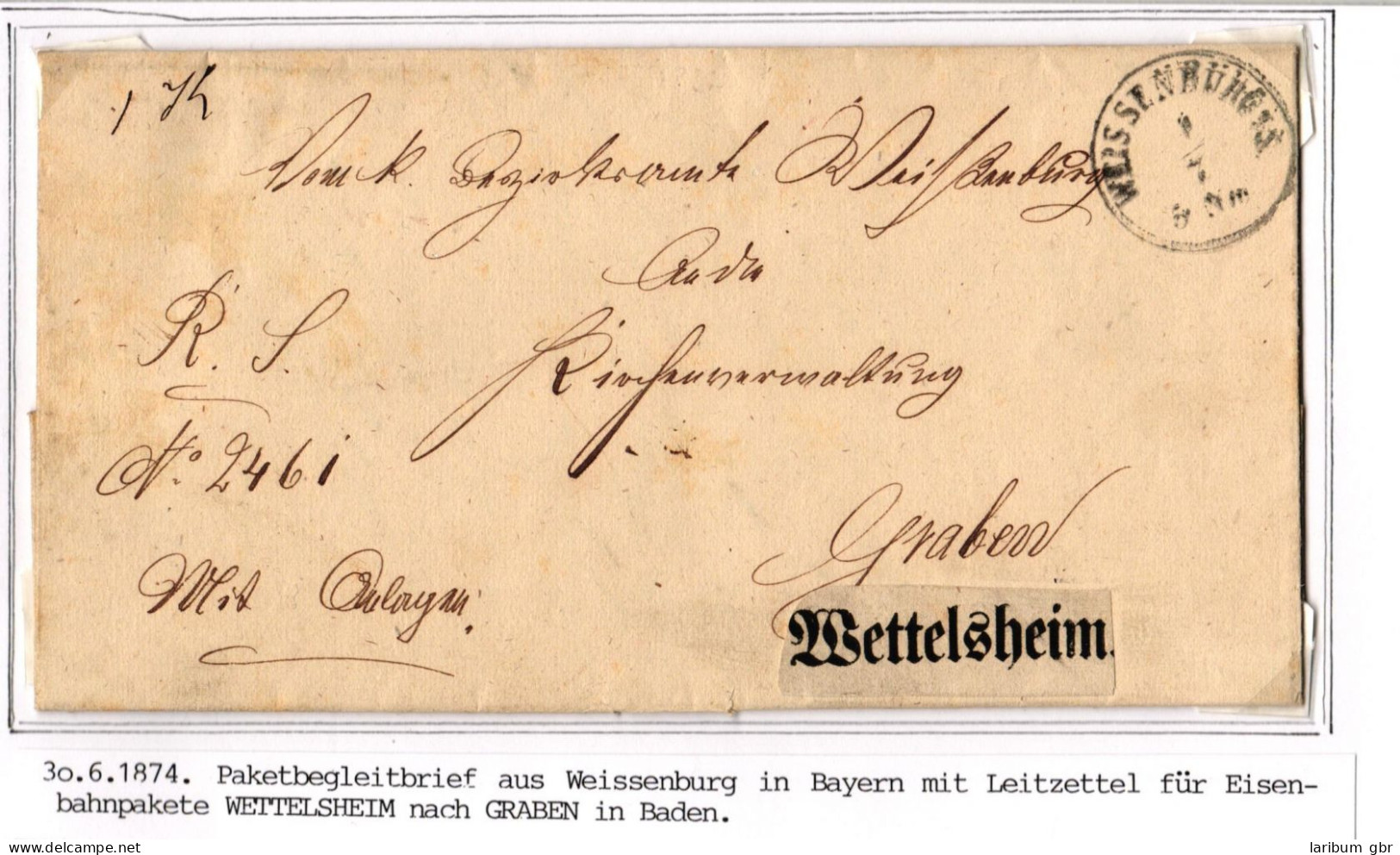 Bayern Paketbegleitbrief Für Eisenbahnfracht Mit Großem Leitzettel #IB801 - Storia Postale