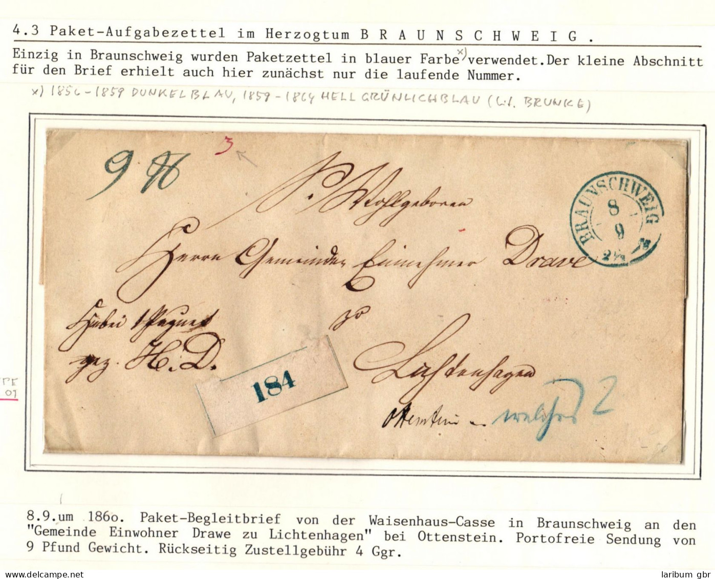 Braunschweig Paketbegleitbrief Portofrei Und Mit Aufgabezettel #IB810 - Braunschweig