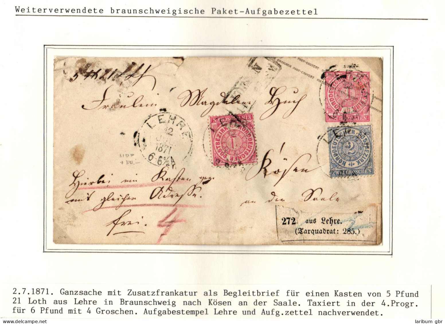 Deutsches Reich Ganzsache Mit Zusatzfrankatur Als Paketbegleitbrief Taxqu #IB817 - Braunschweig
