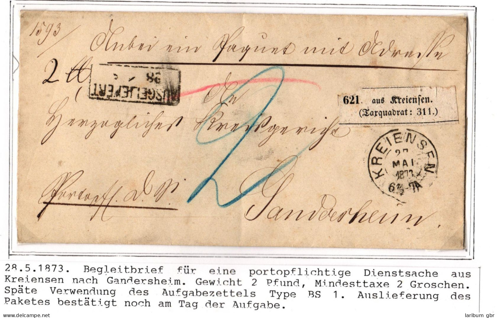 Braunschweig Paketbegleitbrief Portofrei Mit Aufgabezettel Aus Kreiensen #IB830 - Brunswick