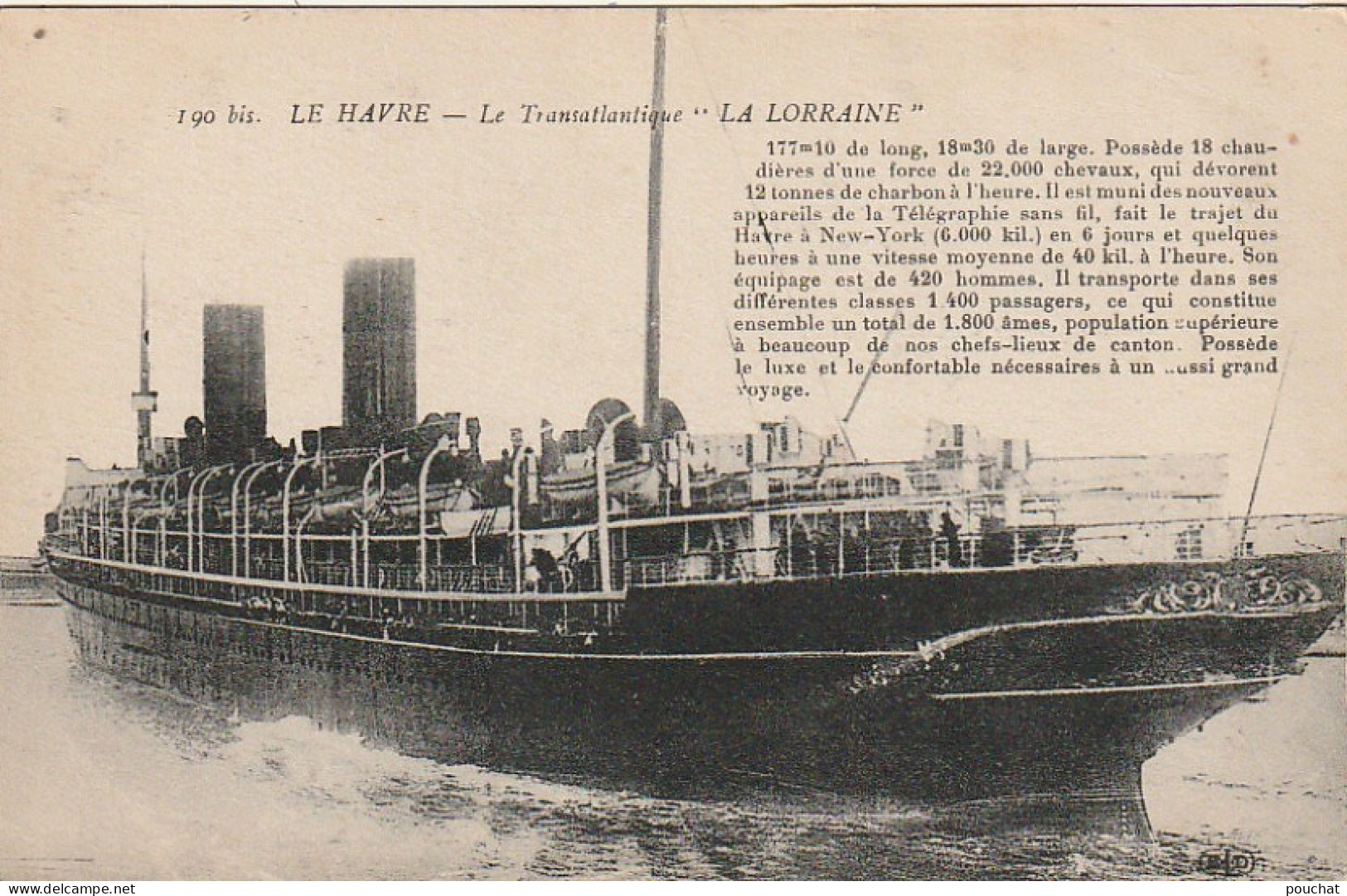 JA 11 -(76) LE HAVRE - LE TRANSATLANTIQUE " LA LORRAINE " -  DESCRIPTIF - 2 SCANS - Dampfer