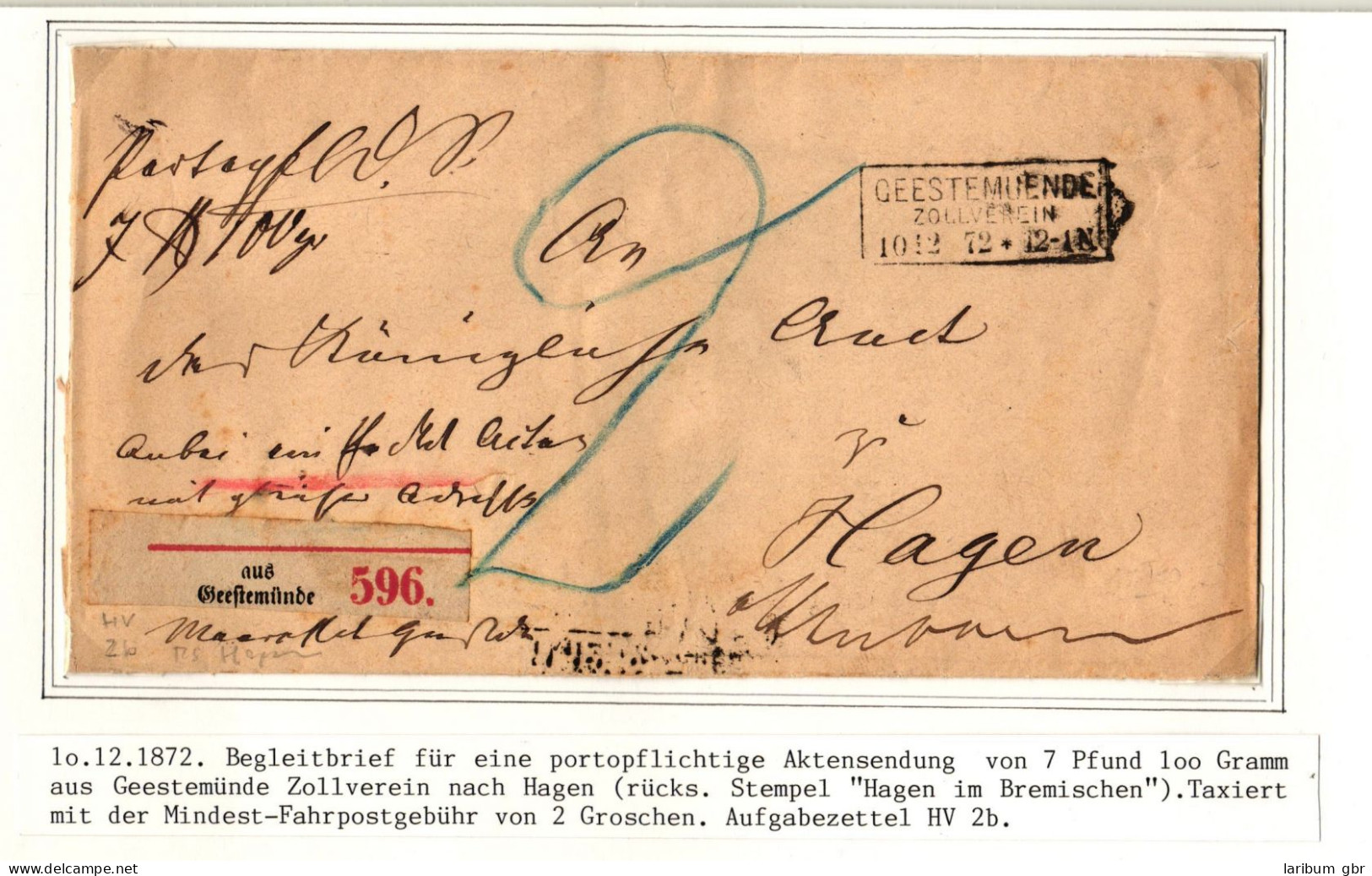 Deutsches Reich Paketbegleitbrief Hannover Aus Geestmünde Zollverein #IB869 - Hanover