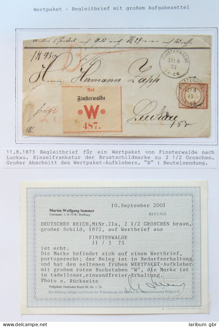 Deutsches Reich 21a Paketbegleitbrief Mit Gr. Aufgabezettel Finsterwalde #IO527 - Briefe U. Dokumente