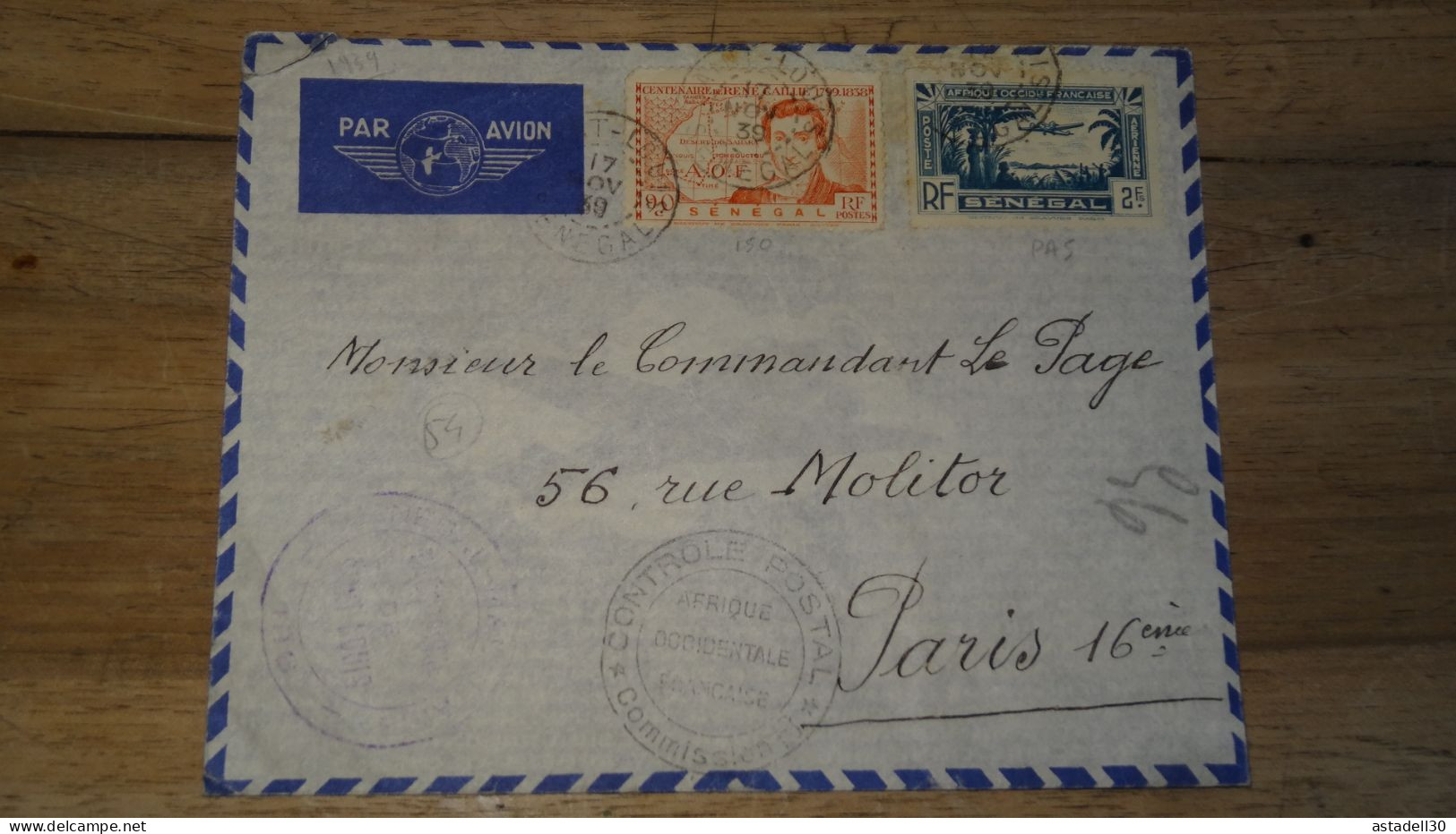Enveloppe SENEGAL, Saint Louis 1939, Controle Postal   ......... Boite1 ...... 240424-117 - Brieven En Documenten