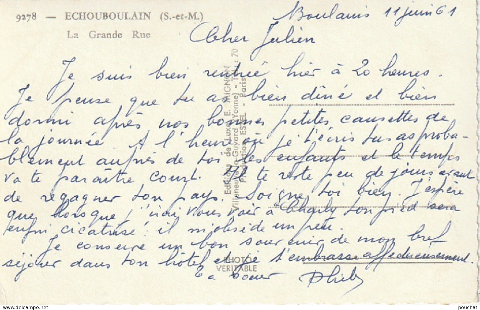 JA 12 -(77) ECHOUBOULAIN - LA GRANDE RUE  - CAFE RESTAURANT EPICERIE - 2 SCANS  - Autres & Non Classés