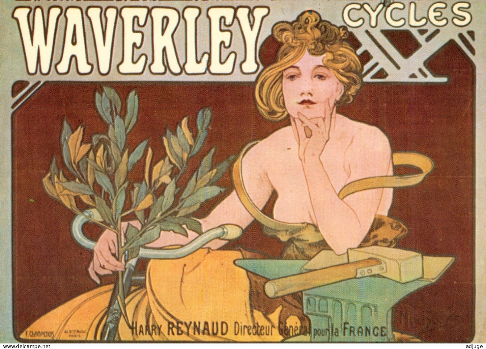 CPM- Affiche Publicité Cycles WAVERLEY- Alphonse MUCHA **Edit. Nugeron TBE - Advertising