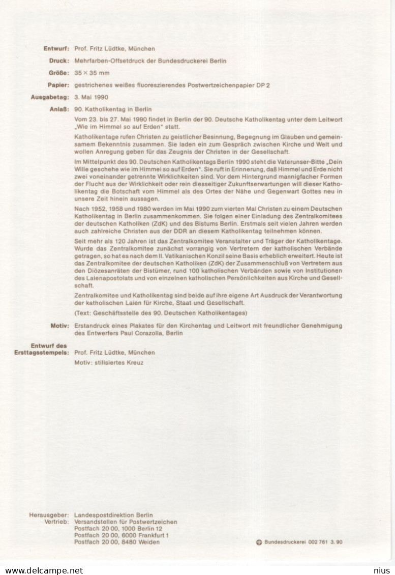 Germany Deutschland 1990-10 90. Deutscher Katholikentag, Canceled In Berlin - 1991-2000