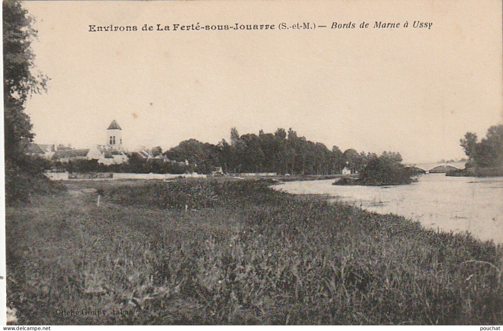 JA 13-(77) ENVIRONS DE LA FERTE SOUS JOUARRE - BORDS DE MARNE A USSY -  AU LOIN , LE CLOCHER DE L' EGLISE- 2 SCANS - Autres & Non Classés