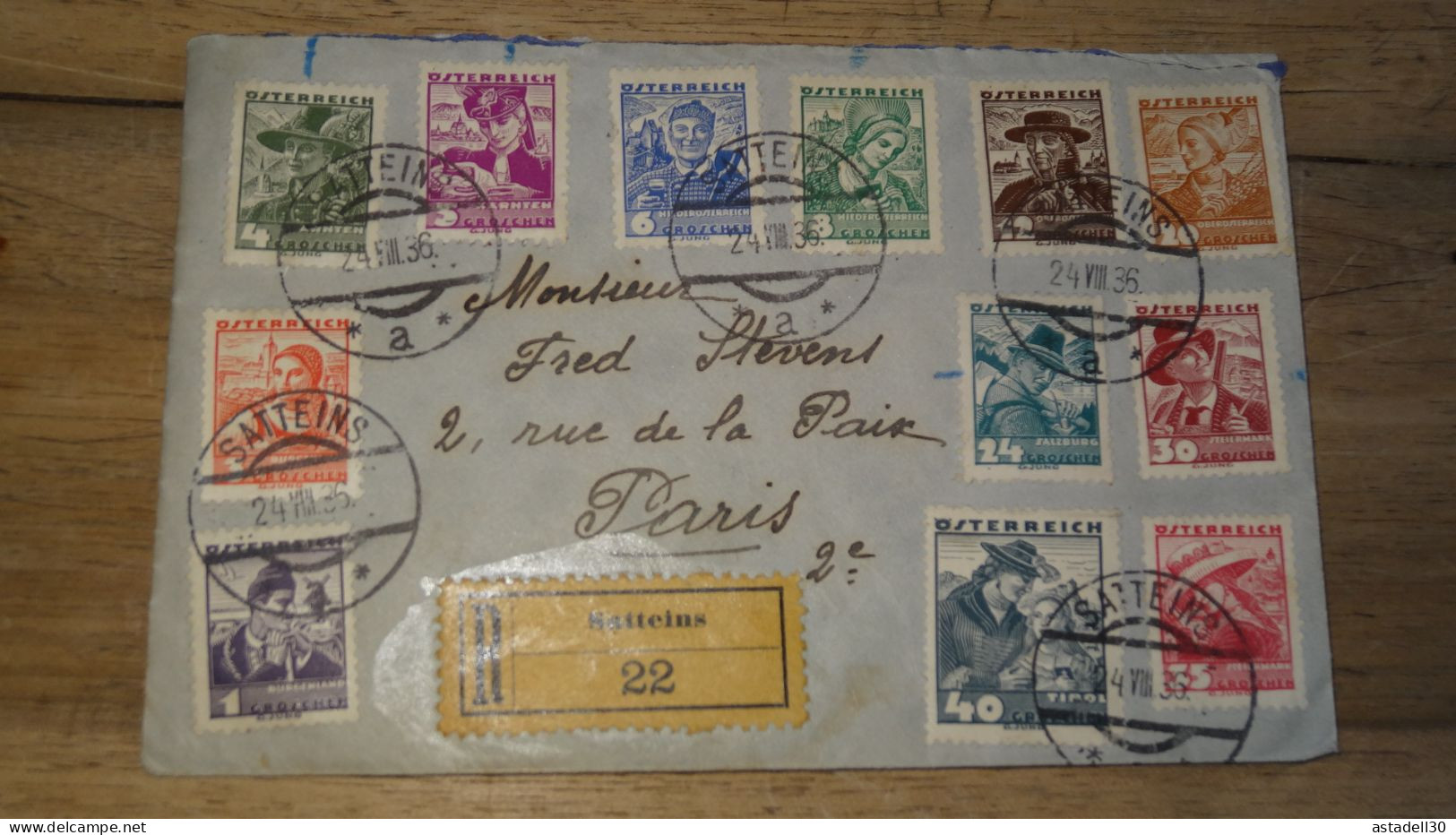 Enveloppe Recommandée, AUTRICHE, Satteins 1936  ......... Boite1 ...... 240424-118 - Storia Postale