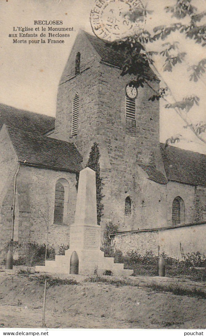 JA 14 -(77) RECLOSES - L ' EGLISE ET LE MONUMENT AUX ENFANTS DE RECLOSES MORTS POUR LA FRANCE- 2 SCANS  - Autres & Non Classés