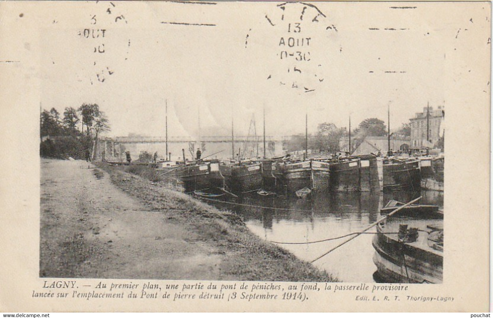 JA 14 -(77)  LAGNY - UNE PARTIE DU PONT DE PENICHES - LA PASSERELLE PROVISOIRE - 2 SCANS  - Lagny Sur Marne