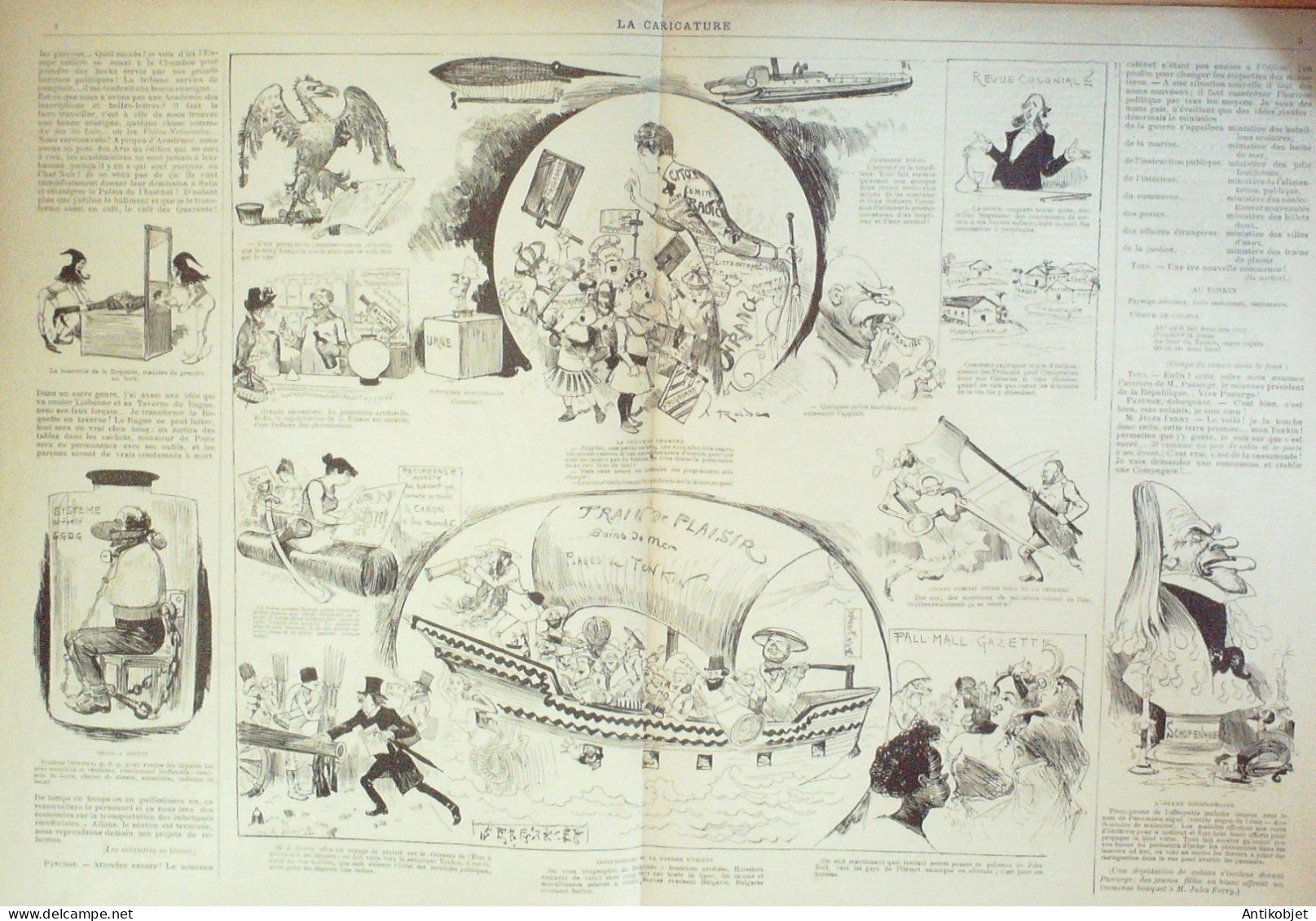 La Caricature 1886 N°314 Folies Nationales Tonkin Plages Bains De Mer Robida - Zeitschriften - Vor 1900