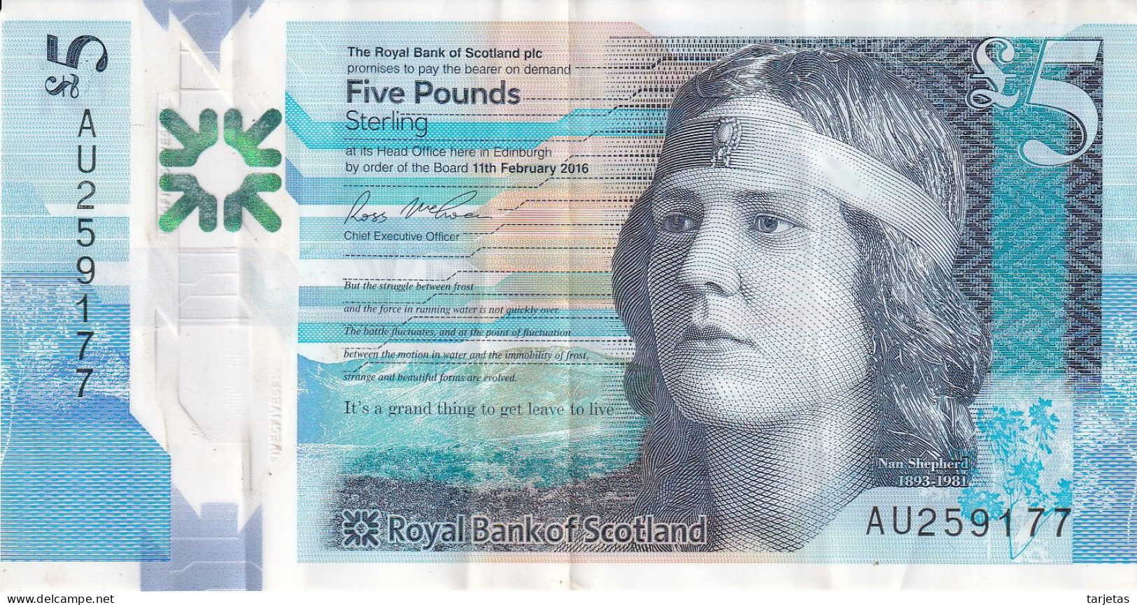 BILLETE DE ESCOCIA DE 5 POUNDS DE ROYAL BANK SCOTLAND DEL AÑO 2016 (BANKNOTE) - 5 Pounds