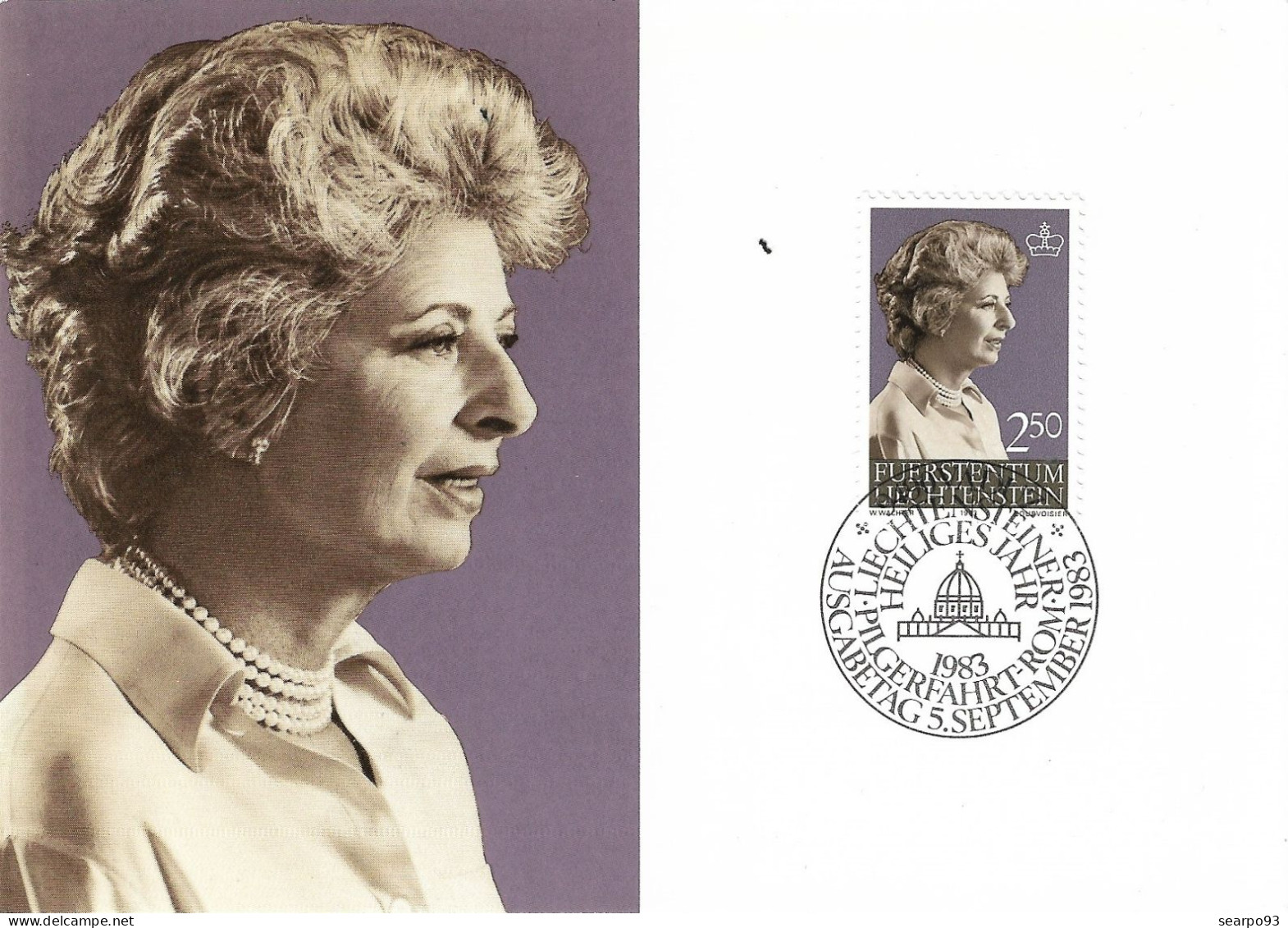 LIECHTENSTEIN. MAXICARD FIRST DAY. PRINCESS GINA OF LIECHTENSTEIN. 1983 - Maximum Cards