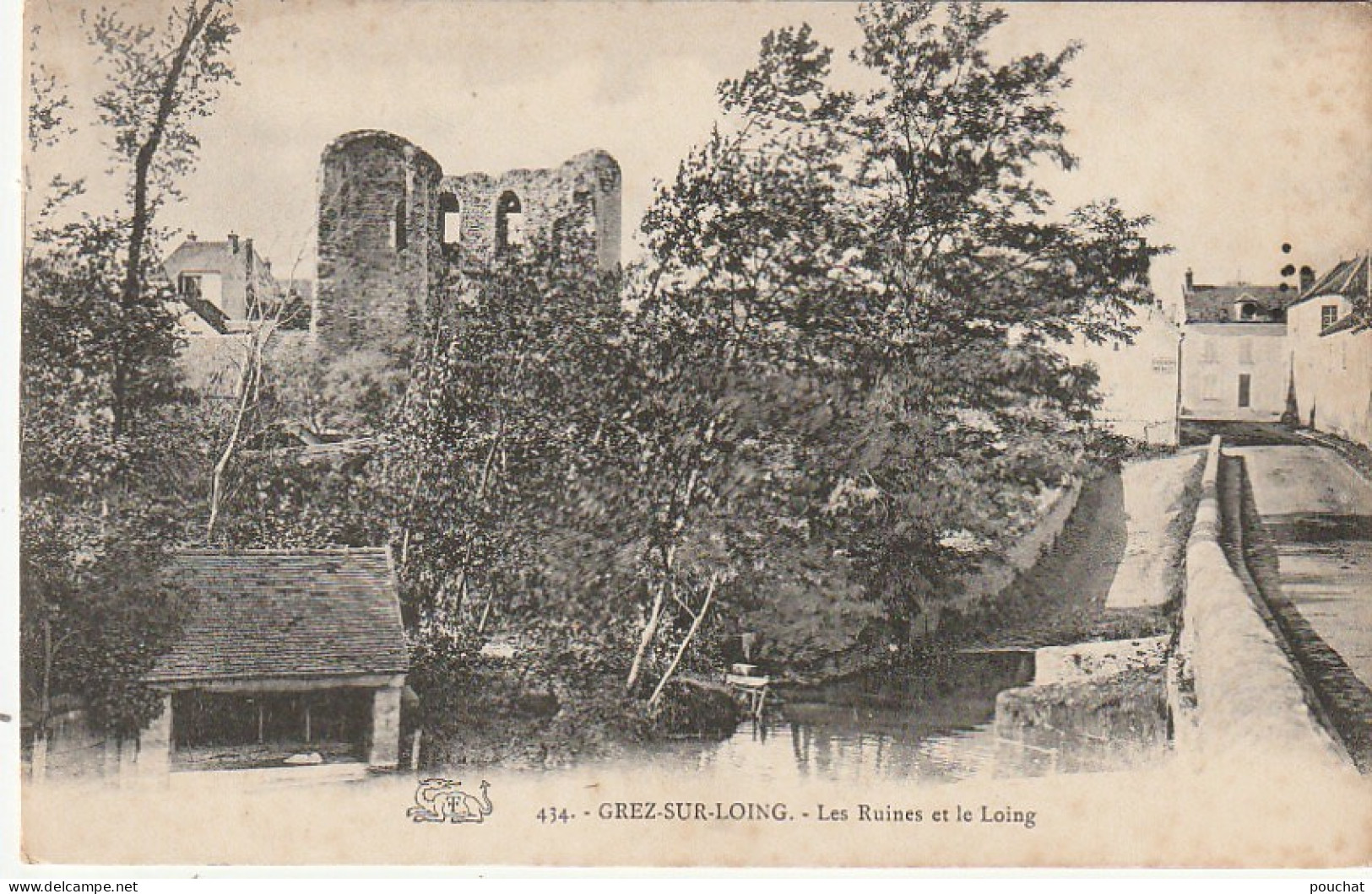 JA 15 -(77) GREZ SUR LOING - LES RUINES ET LE LOING  - 2 SCANS - Autres & Non Classés