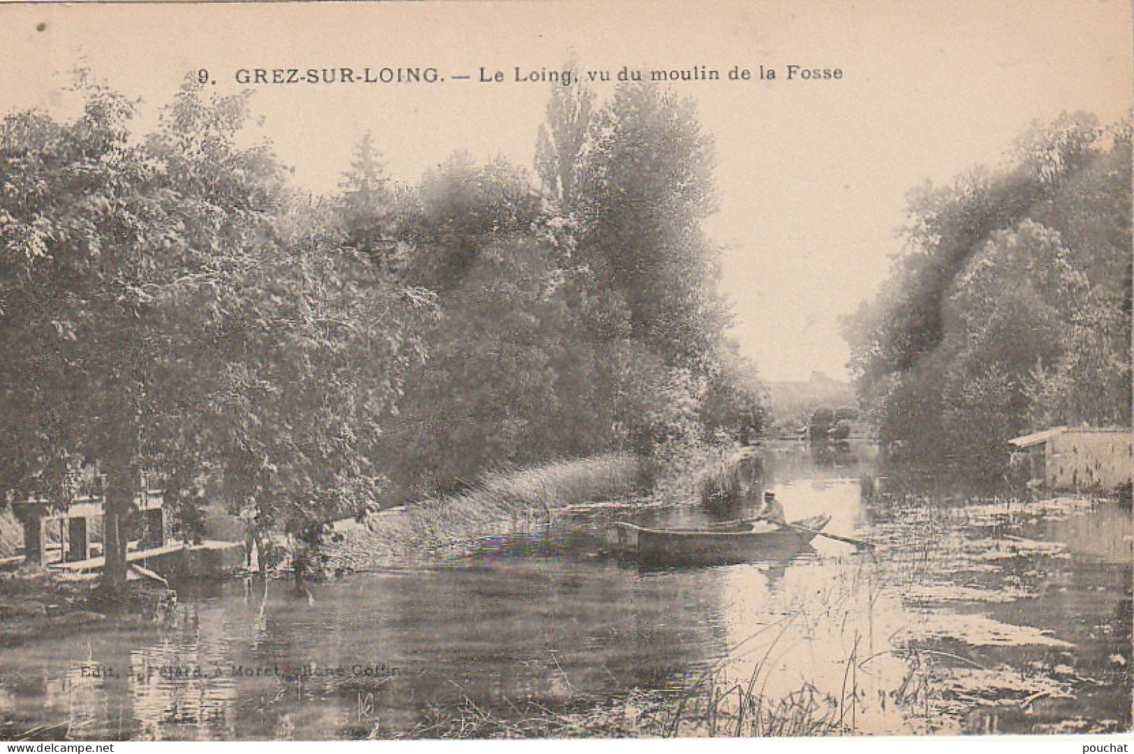 JA 15 -(77) GREZ SUR LOING - LE LOING VU DU MOULIN DE LA FOSSE - BARQUE , CANOTEUR - 2 SCANS - Autres & Non Classés