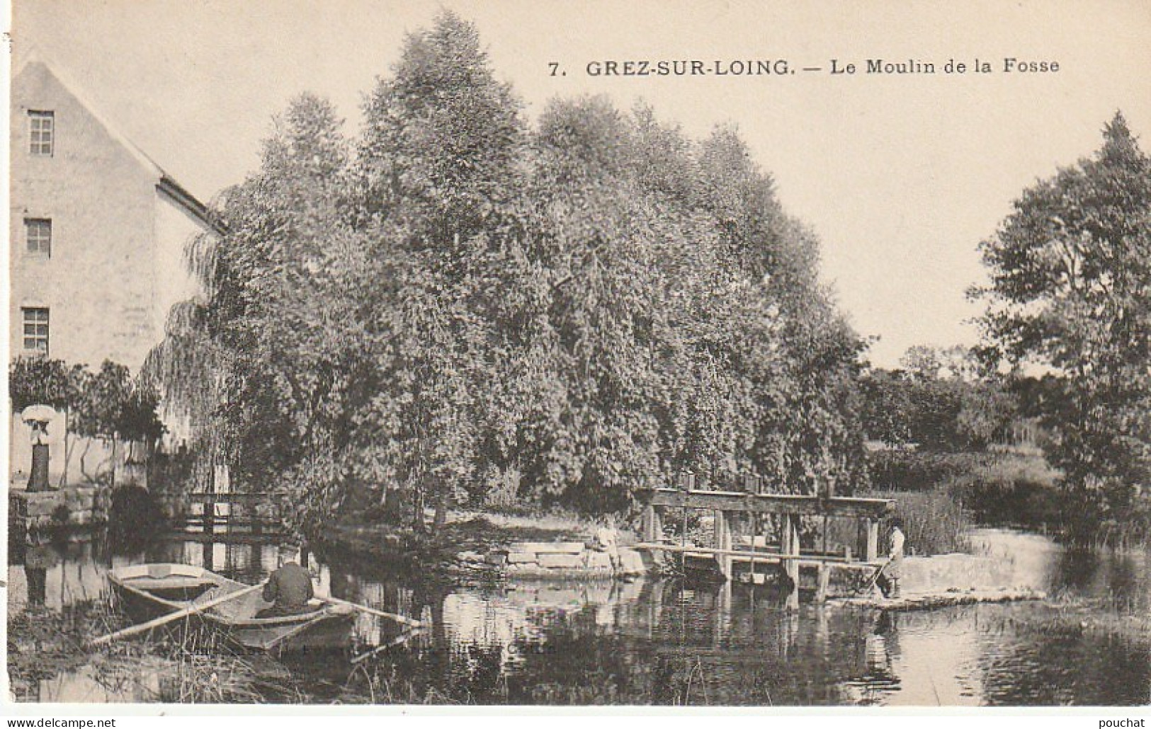 JA 15 -(77) GREZ SUR LOING - LE MOULIN DE LA FOSSE - BARQUE , CANOTEUR  - 2 SCANS - Autres & Non Classés