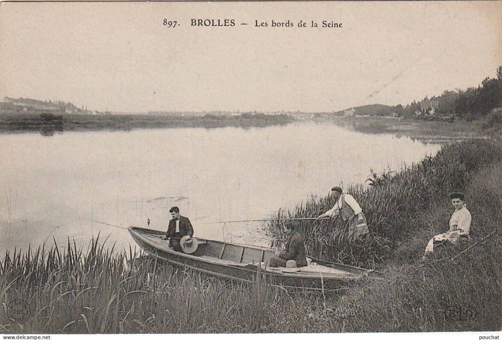 JA 15 -(77) BROLLES - LES BORDS DE LA SEINE - PECHEURS A LA LIGNE - BARQUE  - 2 SCANS - Other & Unclassified