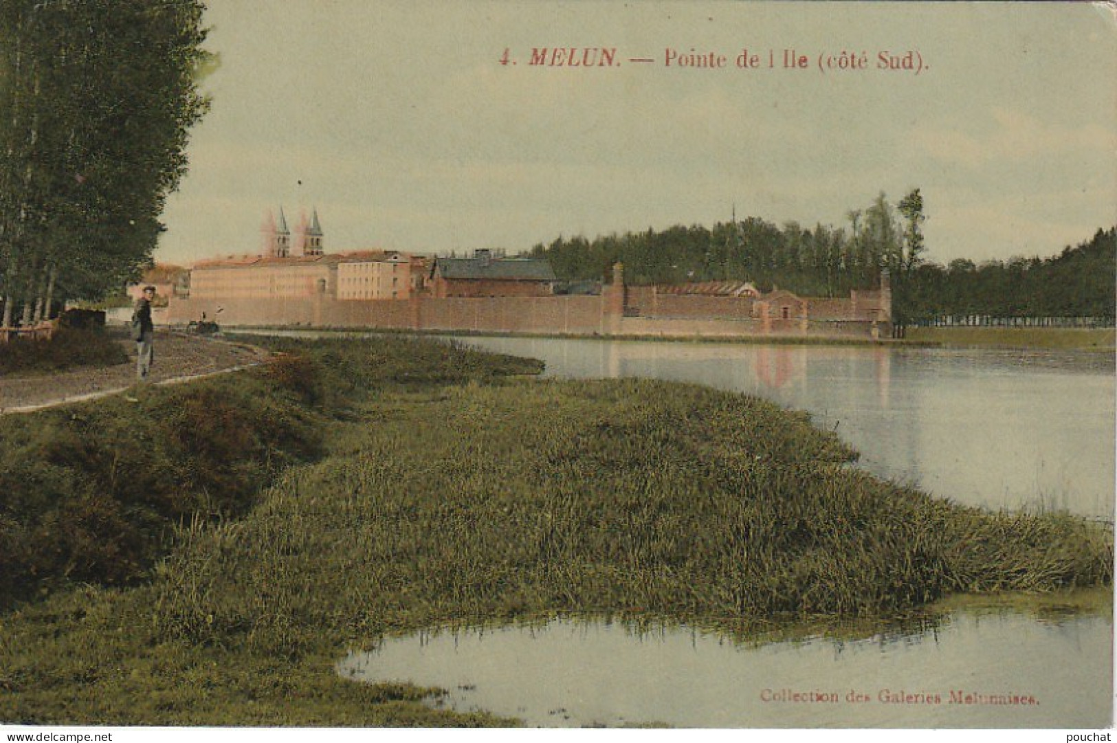 JA 16 -(77) MELUN - POINTE DE L' ILE ( COTE SUD ) - CARTE GLACEE COLORISEE - 2 SCANS - Melun