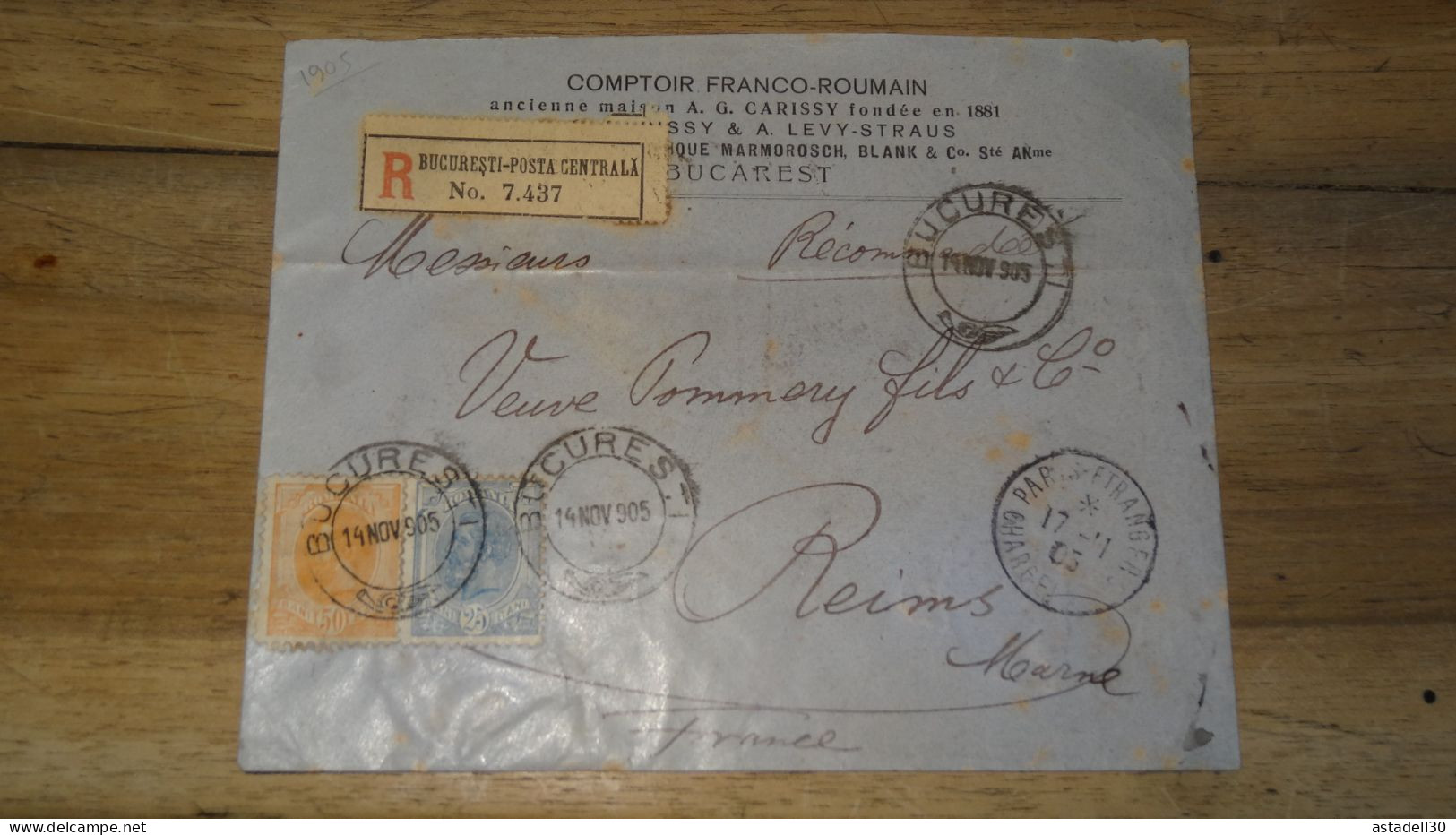 Enveloppe Recommandée, ROUMANIE, Bucuresti 1905  ......... Boite1 ...... 240424-120 - Lettres & Documents