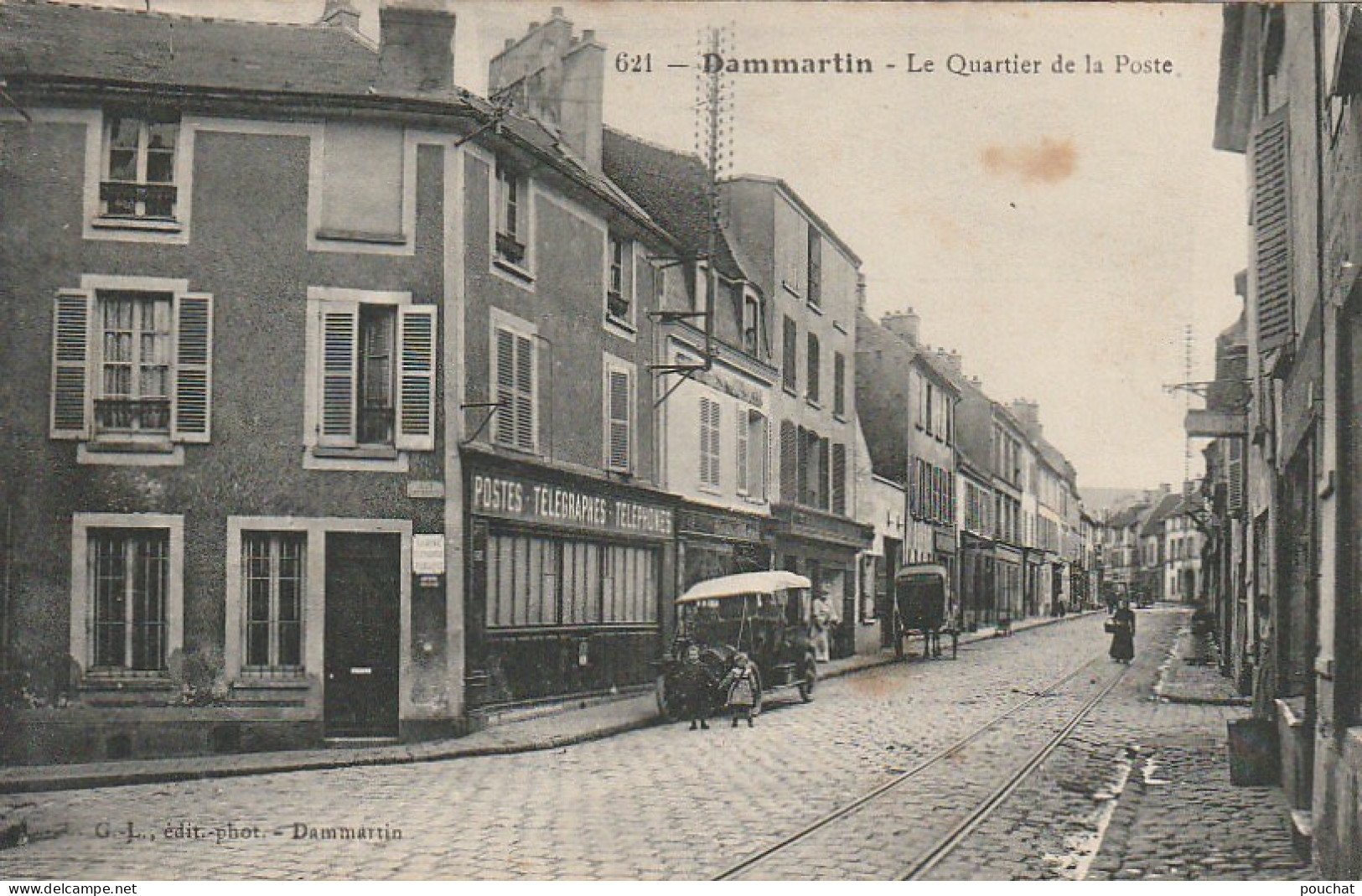 JA 17 -(77) DAMMARTIN - LE QUARTIER DE LA POSTE - AUTOMOBILE - CALECHE - 2 SCANS - Other & Unclassified