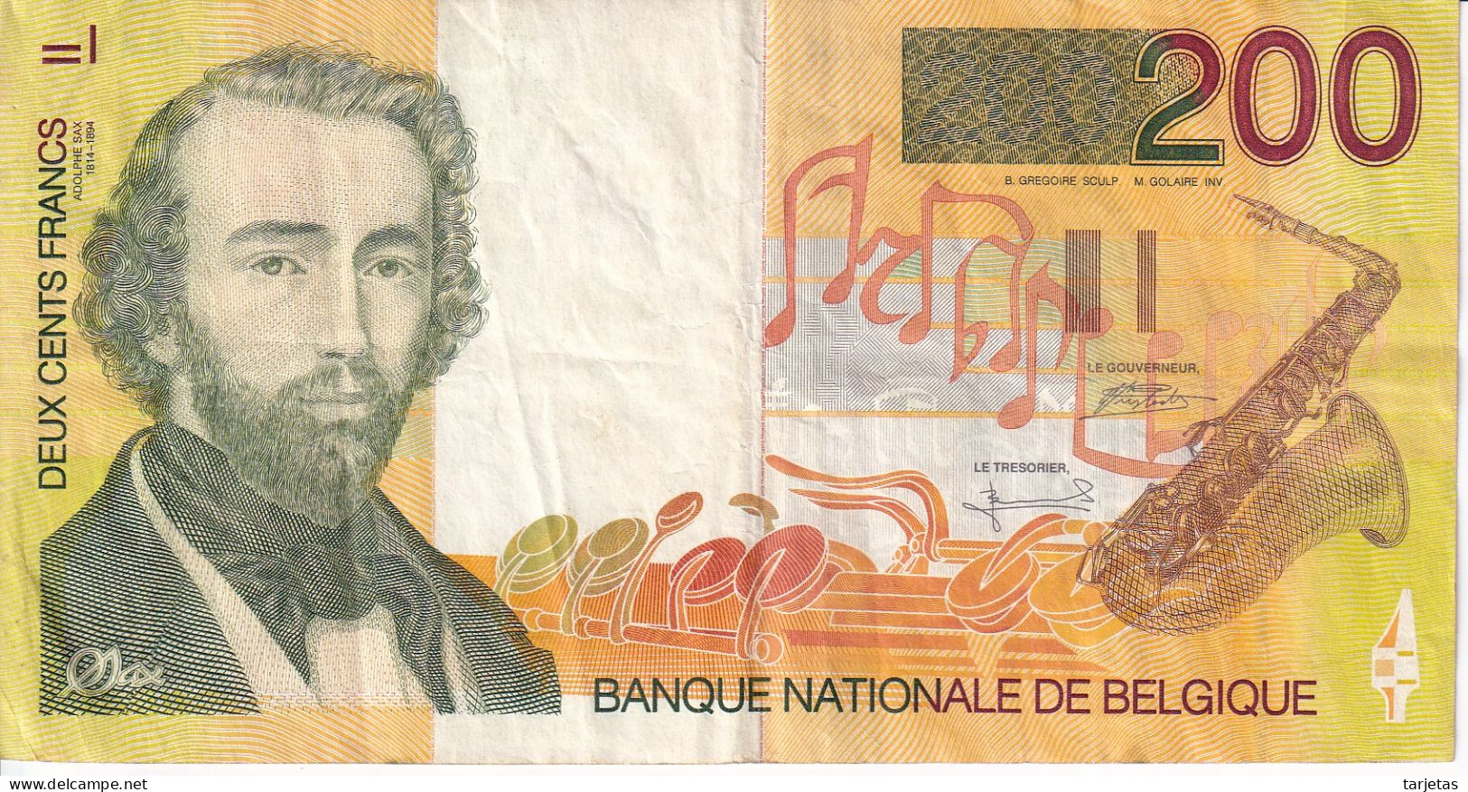 BILLETE DE BELGICA DE 200 FRANCS DEL AÑO 1996/2001 (BANKNOTE) - Autres & Non Classés