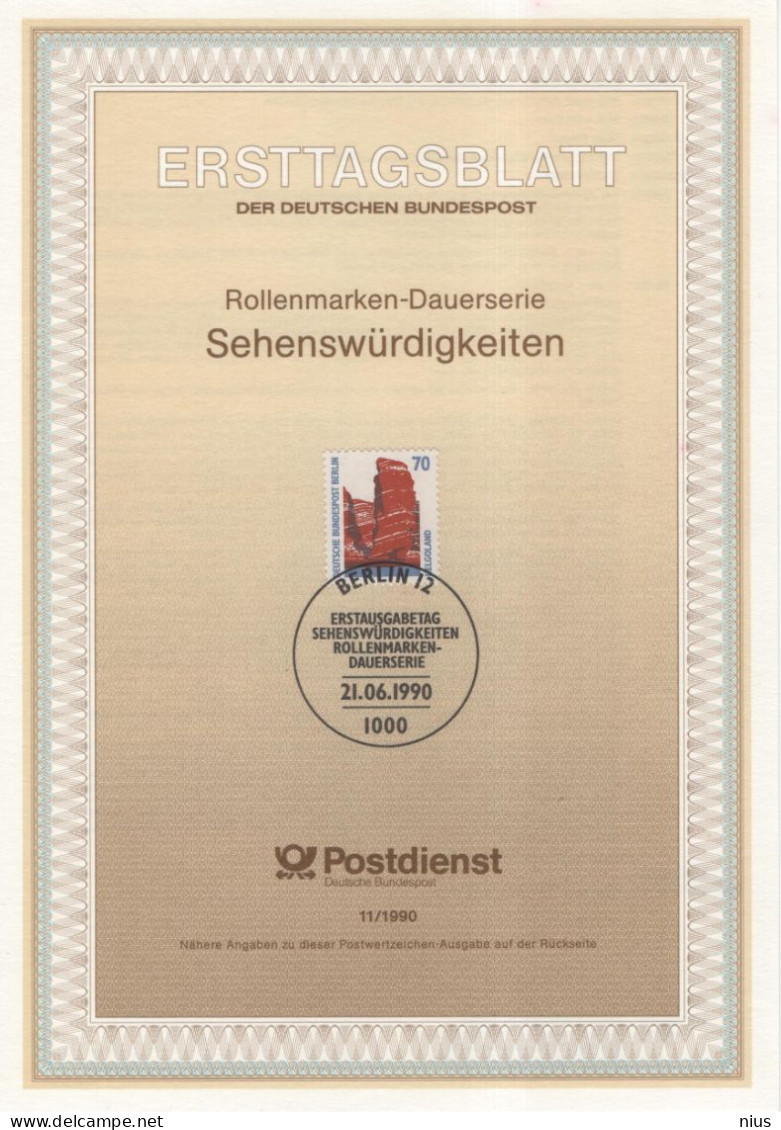 Germany Deutschland 1990-11 Sehenswürdigkeiten Rollenmarken-Dauerserie, Helgoland, Canceled In Berlin - 1991-2000