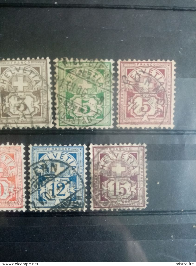 SUISSE.1882 - 1899. ARMOIRIES Avec Fragments De Soie. .Lot Du N° 63 à 70.  Oblitérés. Côte YT 2020 : 17,60 € - Used Stamps