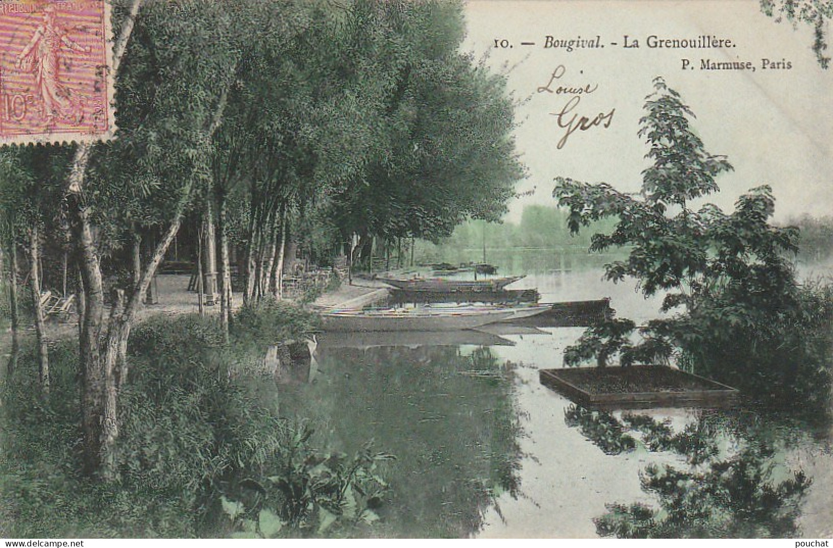 JA 20 -(78) BOUGIVAL - LA GRENOUILLERE - BARQUES - CARTE COLORISEE - 2 SCANS - Bougival