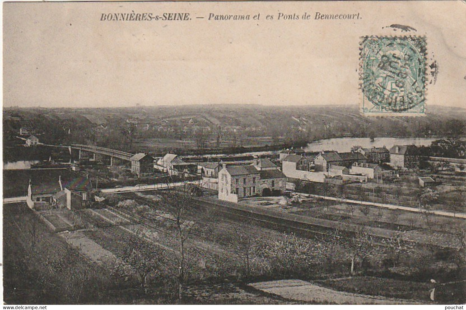 JA 21 -(78) BONNIERES SUR SEINE - PANORAMA ET LES PONTS DE BENNECOURT  - 2 SCANS - Bonnieres Sur Seine