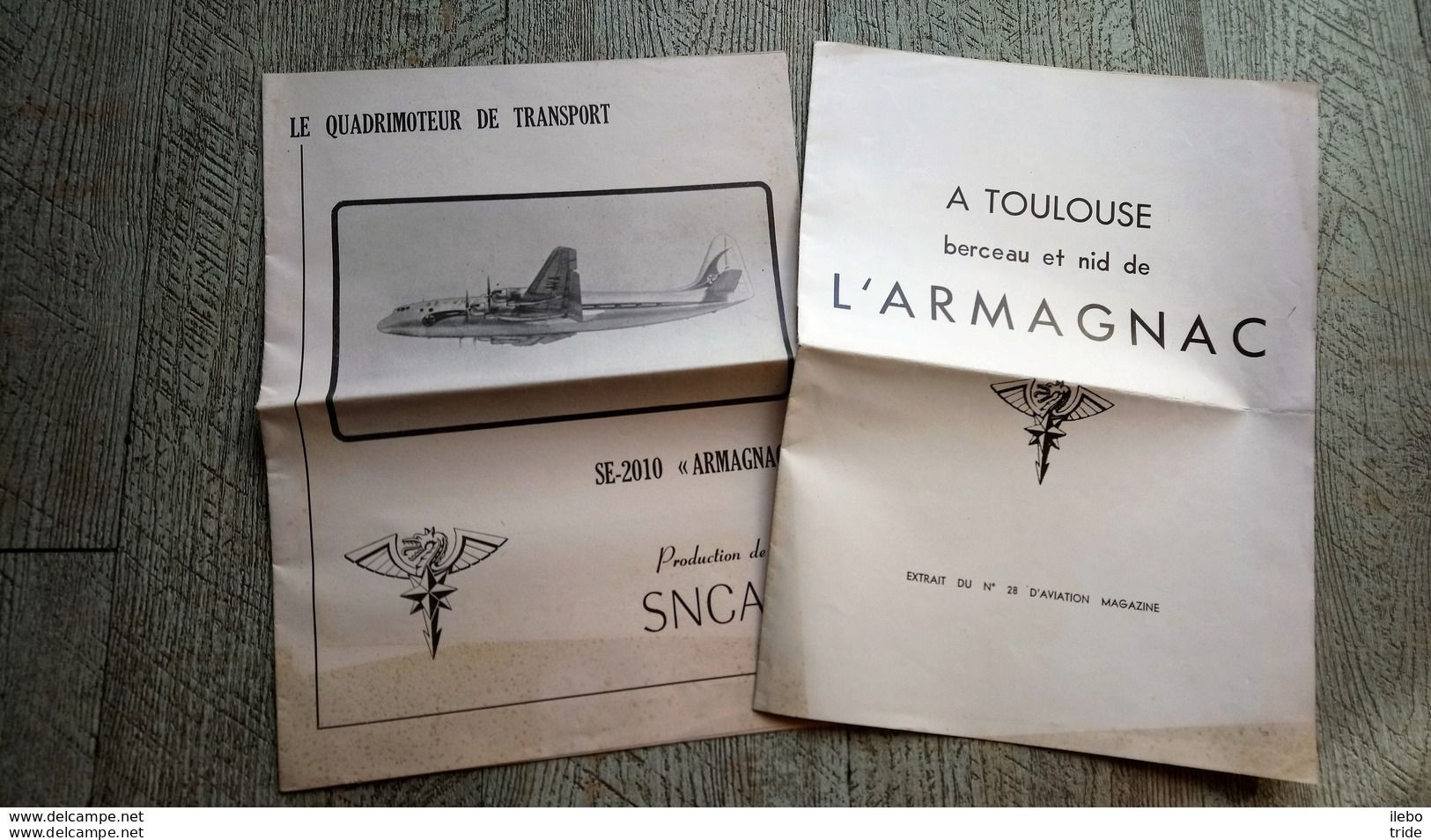 Lot 2 Brochures Avion Armagnac Quadrimoteur De Transport SNCASE Toulouse Berceau Aviation - Luchtvaart