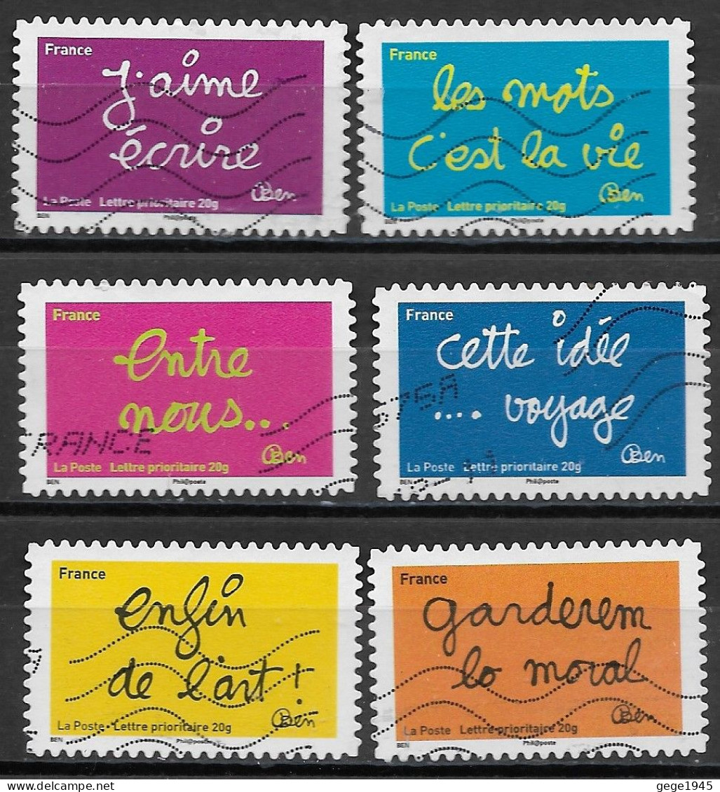 France 2011 Oblitéré Autoadhésif  N° 610 - 611 - 612 - 613 - 615 - 619   -   Sourires Par L'humoriste Ben - Used Stamps